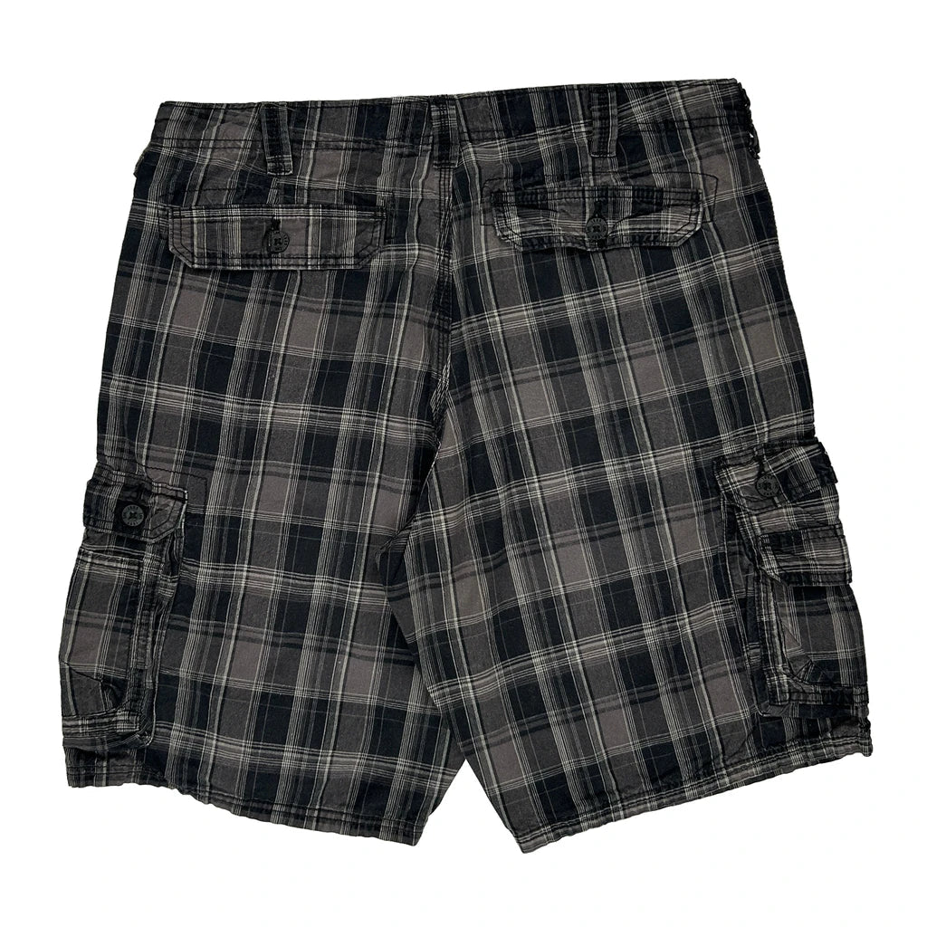 Lee Checked Cargo Shorts - 36W 11L Grey Cotton Refurbished - Thrifted (note: this is a term often used to describe second- refurbished available on Cerqular