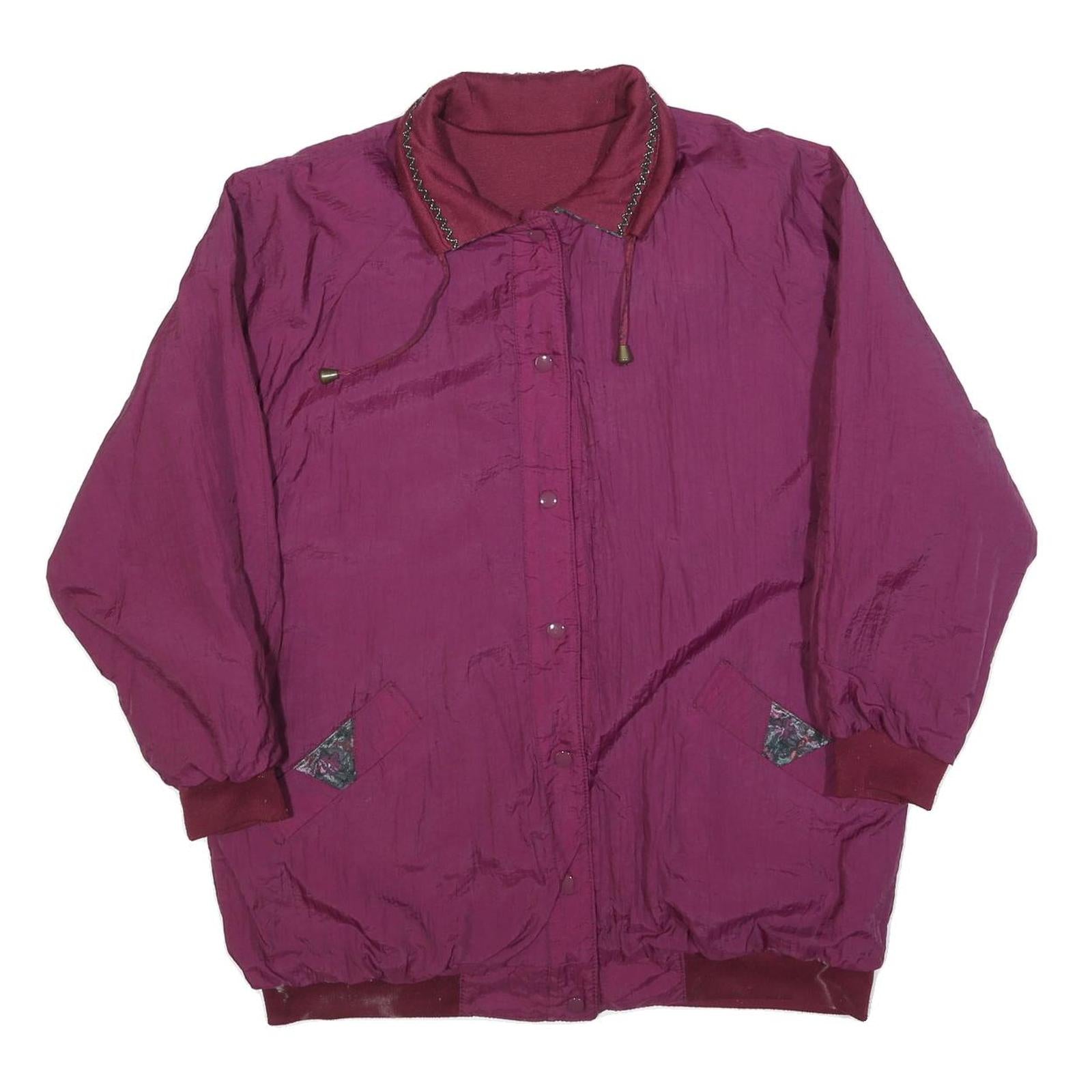 Womens Purple & Burgundy Reversible Plain Button Polyester Blend Jacket L Refurbished - N/A refurbished available on Cerqular