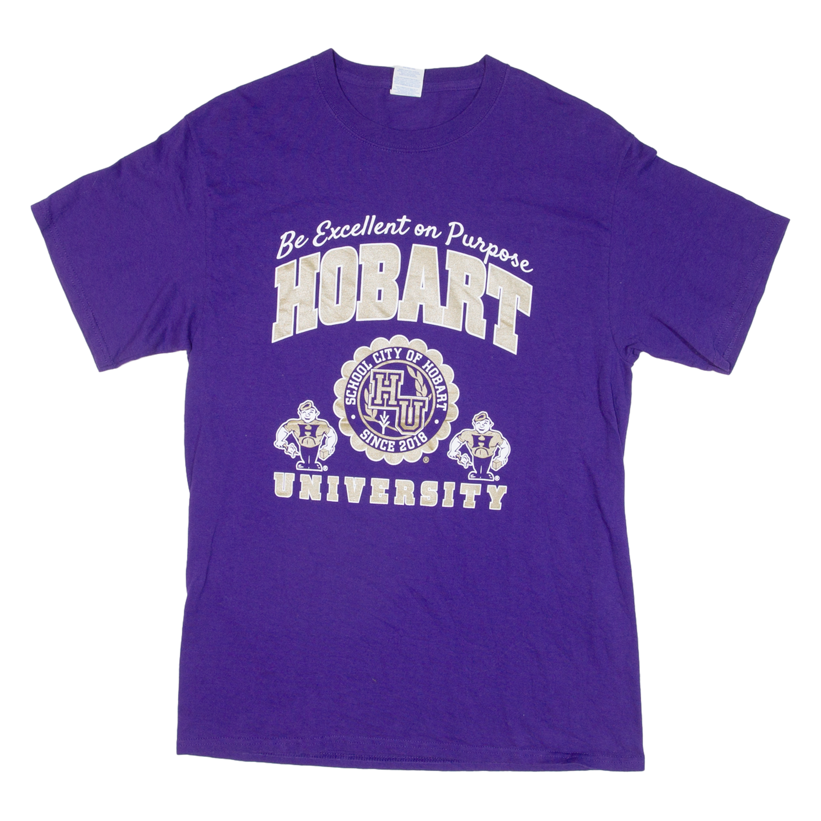 PORT & COMPANY Hobart University Mens T-Shirt Purple USA M Refurbished - N/A refurbished available on Cerqular