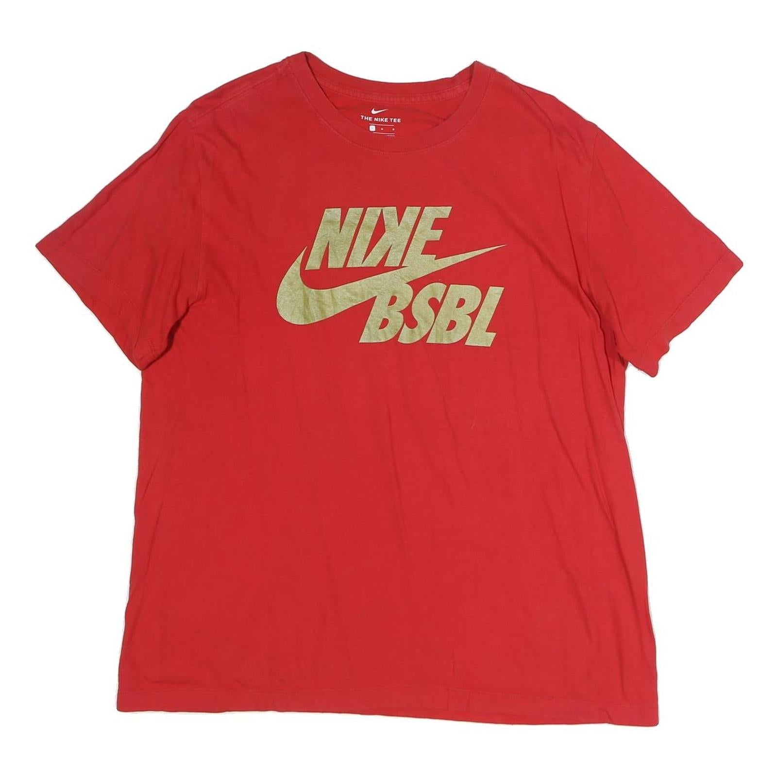 NIKE Mens Red Bsbl Graphic T-Shirt L Short Sleeve Crew Neck Sports Casual Refurbished - N/A refurbished available on Cerqular