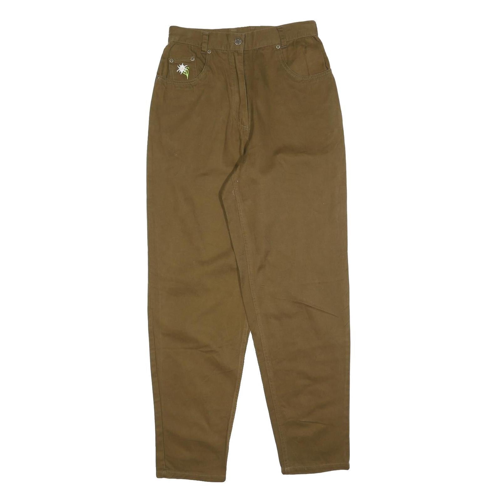 Womens Regular Fit Brown Cotton Blend Trousers W28 L30 Zip Closure Casual Refurbished - N/A refurbished available on Cerqular