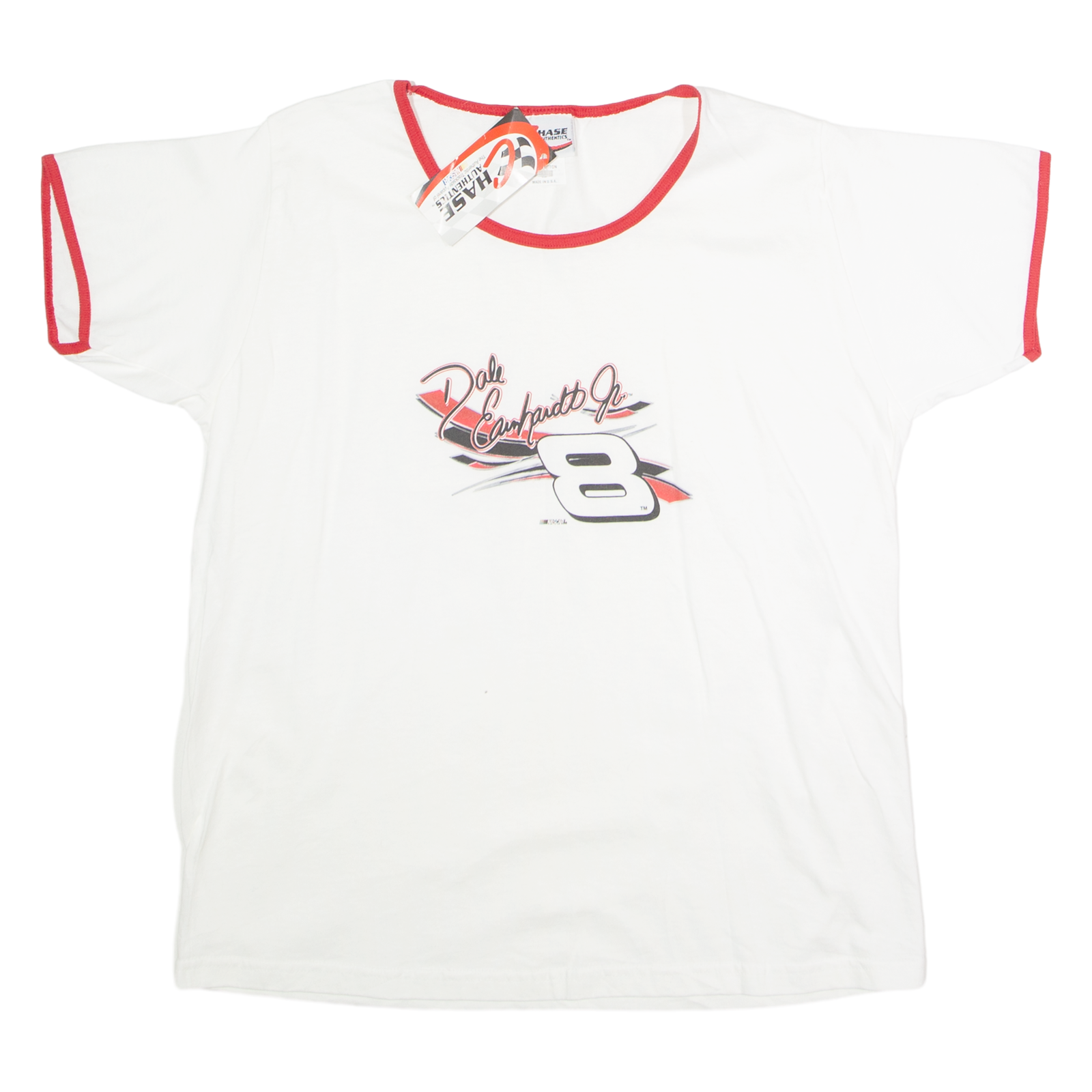 CHASE AUTHENTICS Dale Earnhardt Jr #8 NASCAR Racing Womens T-Shirt White USA M Refurbished - N/A refurbished available on Cerqular