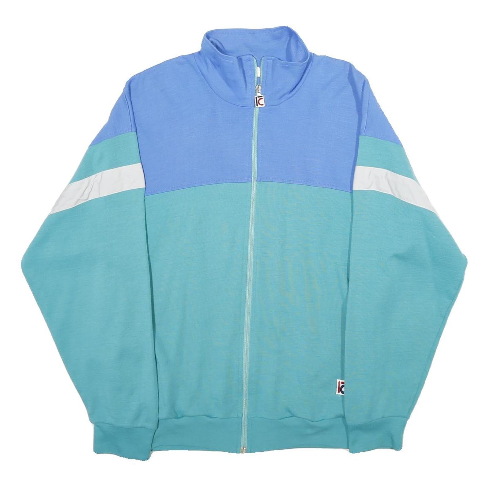 CAMPOGNOLO Mens Blue & Aqua Zip Jacket L Acrylic Blend Colourblock Sport Casual Refurbished - N/A refurbished available on Cerqular