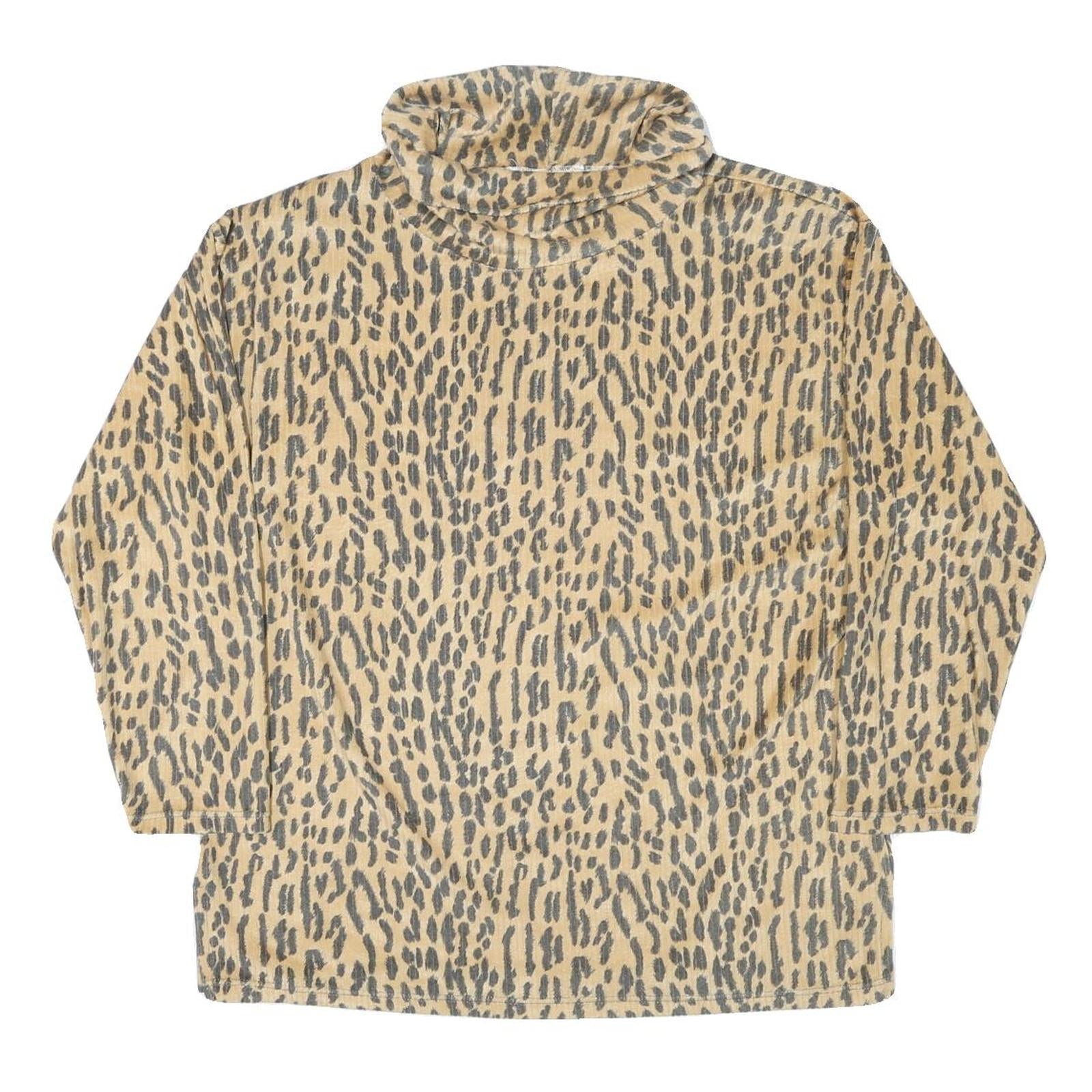 Womens Beige Animal Print High Neck Sweatshirt M Polyester Blend Casual Wear Refurbished - N/A refurbished available on Cerqular
