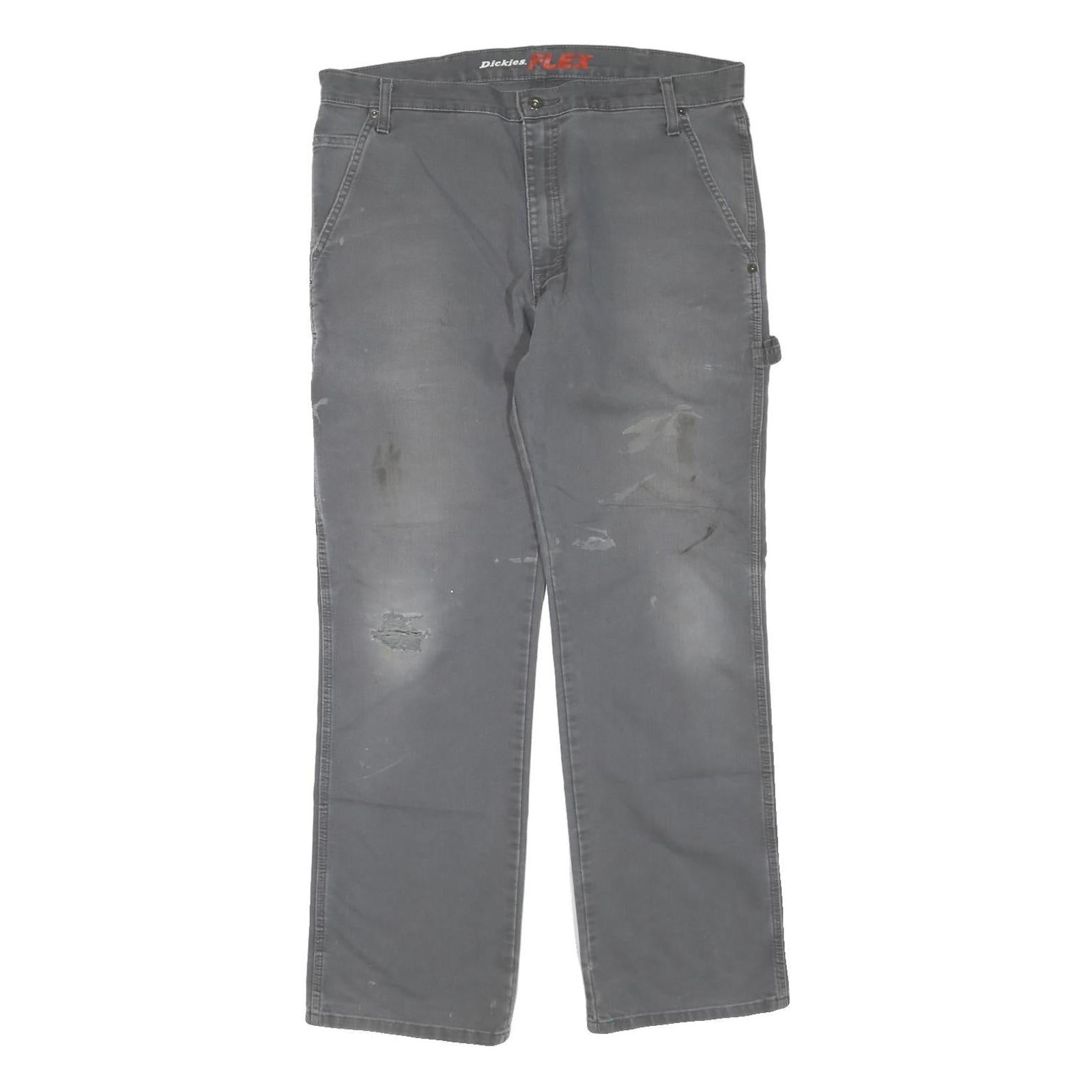 DICKIES Mens Regular Grey Cotton Blend Denim Jeans W38 L32 Workwear Utility Zip Refurbished - N/A refurbished available on Cerqular
