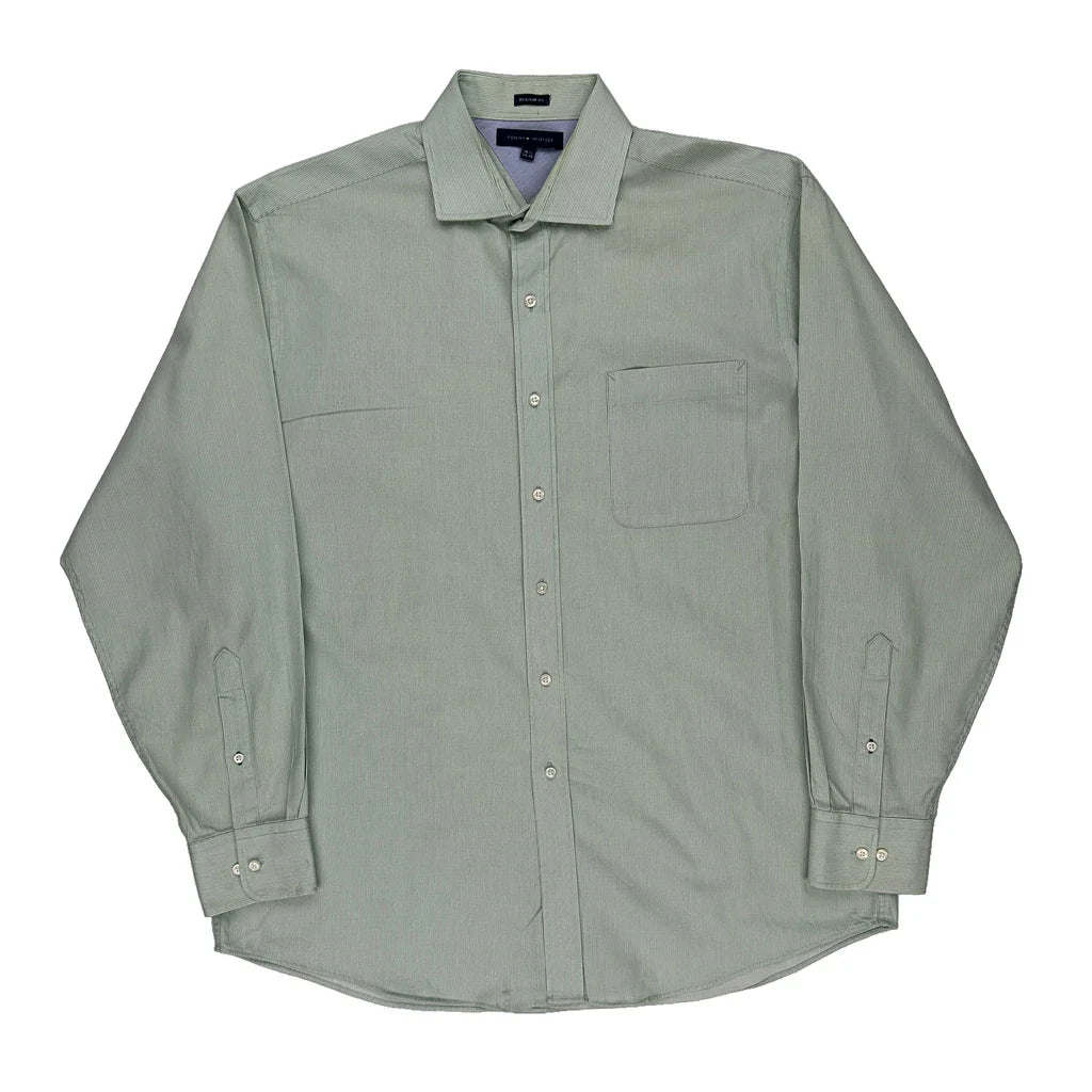 Tommy Hilfiger Shirt - Large Green Cotton Refurbished - Thrifted (note: this is a term often used to describe second- refurbished available on Cerqular