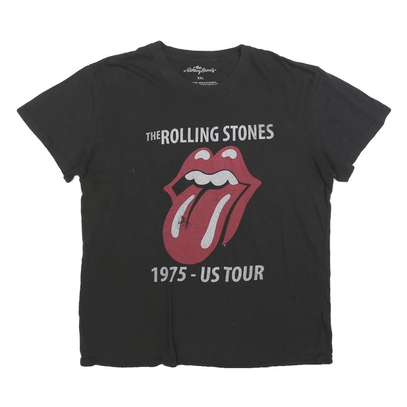 THE ROLLING STONES Womens Black 1975 US Tour Graphic T-Shirt 2XL Short Sleeve Refurbished - N/A refurbished available on Cerqular