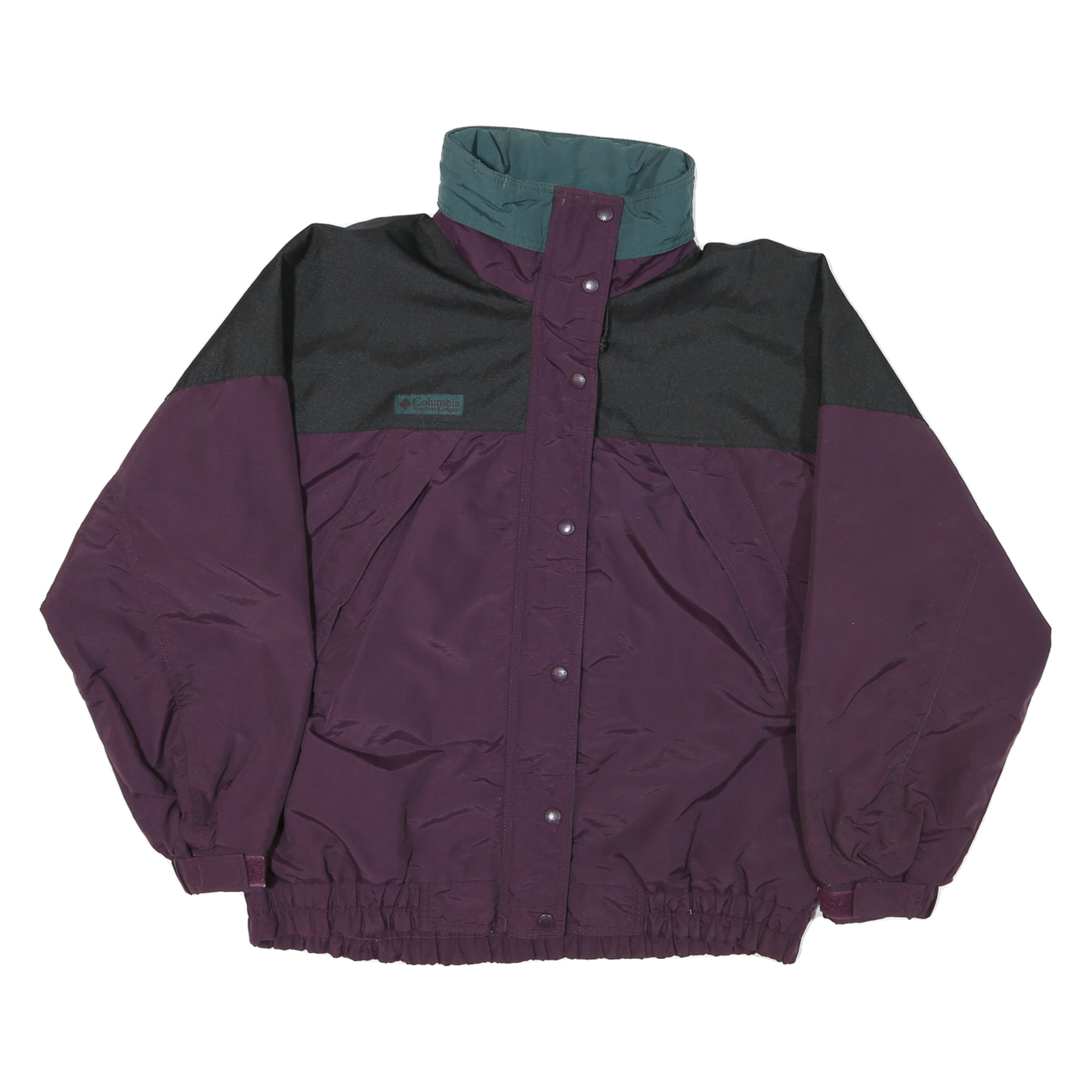 COLUMBIA Womens Purple & Black Outdoor Jacket L Synthetic Woven Zip Plain Refurbished - N/A refurbished available on Cerqular