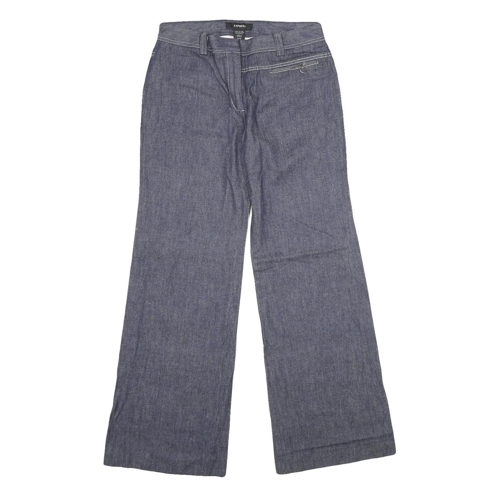 EXPRESS Womens Regular Fit Blue Denim Straight Jeans W28 L32 Zip Closure Refurbished - N/A refurbished available on Cerqular