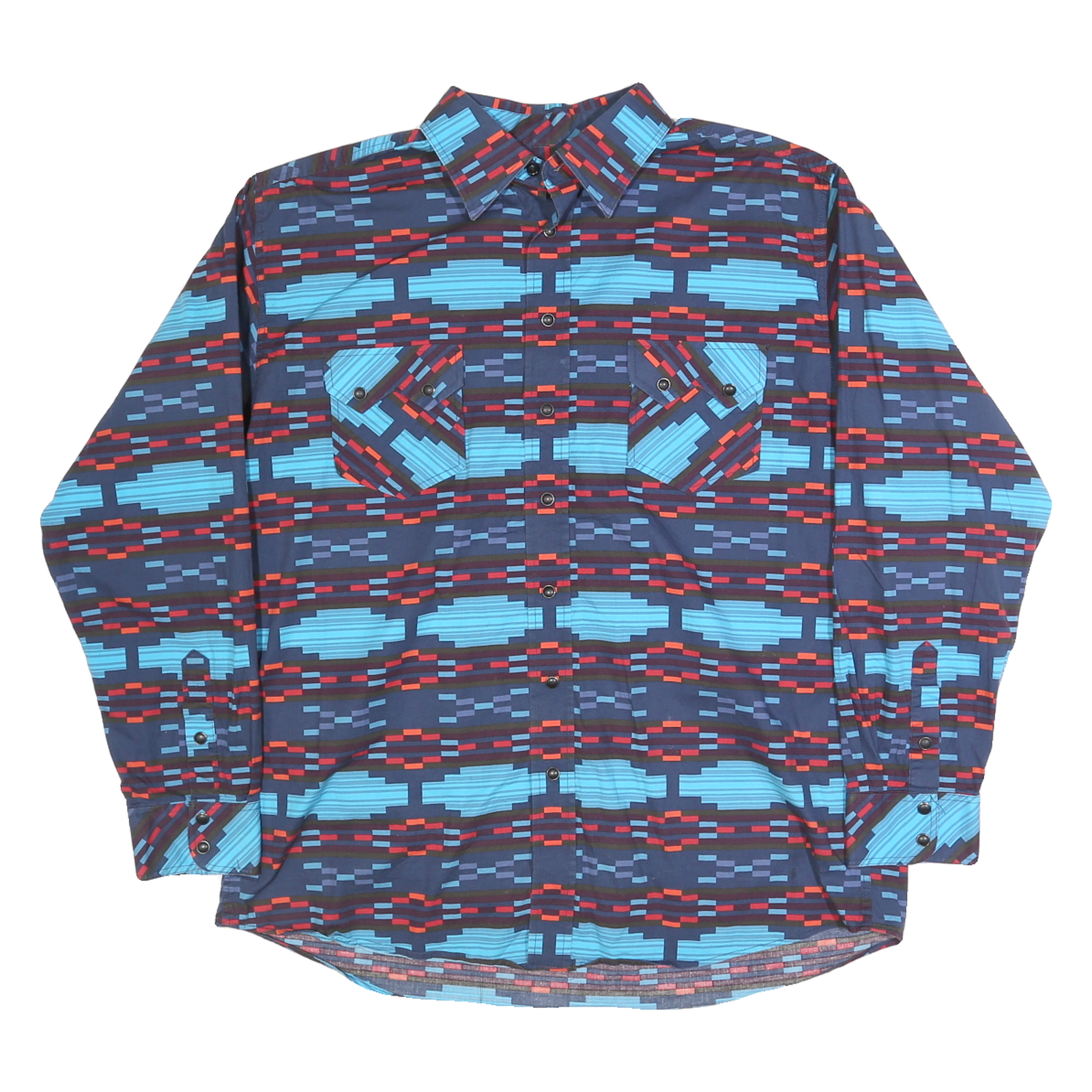 PANHANDLE Mens Blue & Red Patterned Shirt L Cotton Blend Casual Long Sleeve Refurbished - N/A refurbished available on Cerqular