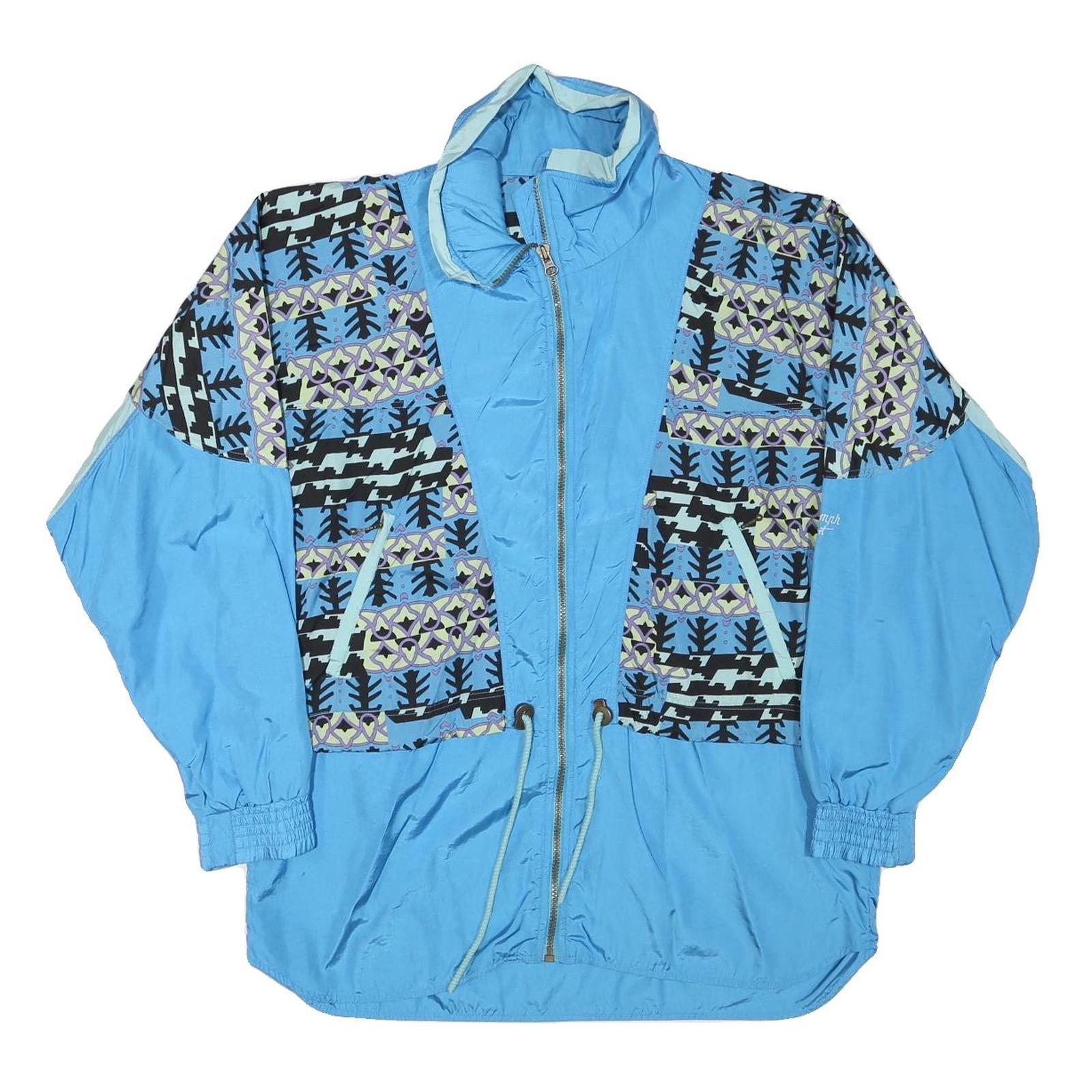 TRUIMPH SPORT Mens Blue Polyester Blend Zip Jacket L Printed Panel Sporty Casual Refurbished - N/A refurbished available on Cerqular