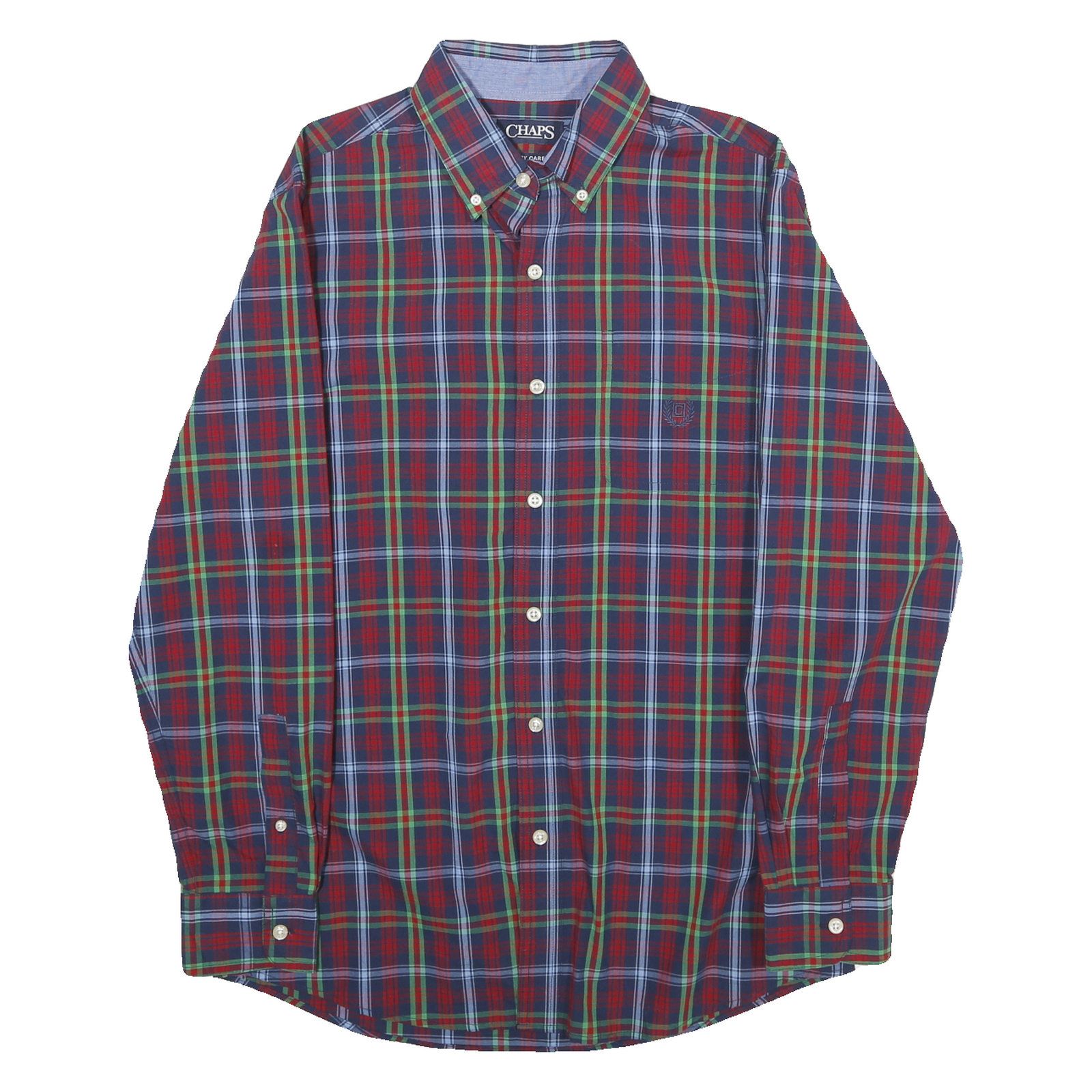 CHAPS Mens Red & Blue Plaid Shirt S Button-Down Collar Long Sleeve Casual Cotton Refurbished - N/A refurbished available on Cerqular