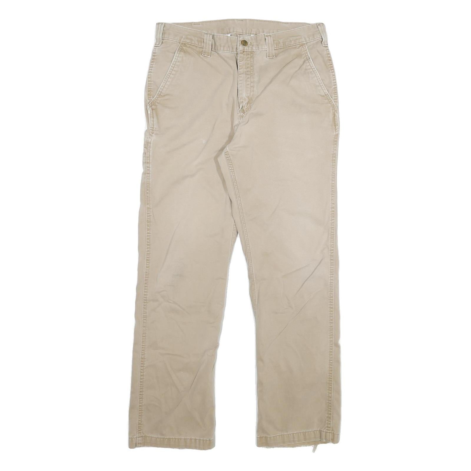 CARHARTT Mens Relaxed Beige Cotton Blend W32 L30 Workwear Trousers Zip Closure Refurbished - N/A refurbished available on Cerqular