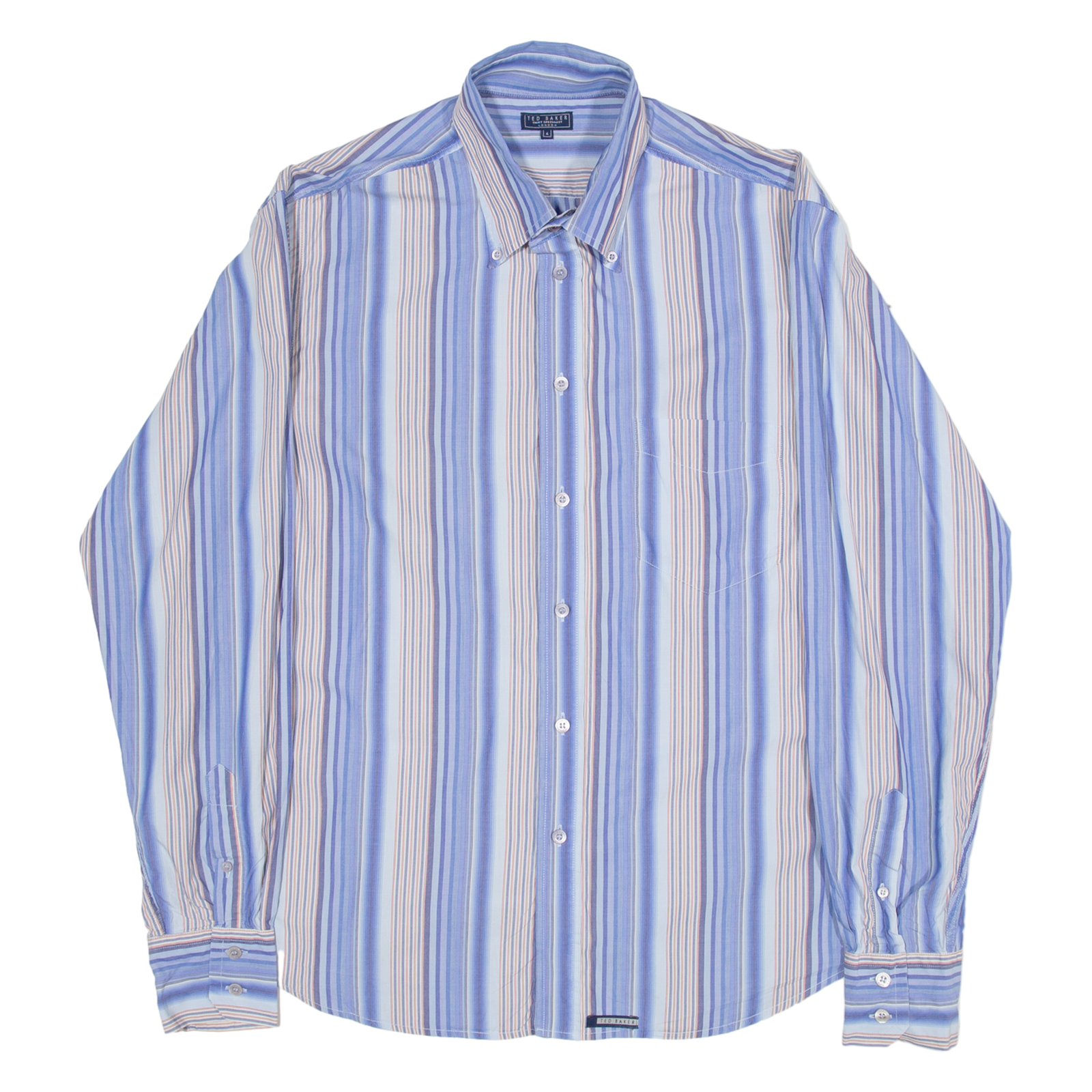 TED BAKER Mens Shirt Blue Striped Long Sleeve L Refurbished - N/A refurbished available on Cerqular