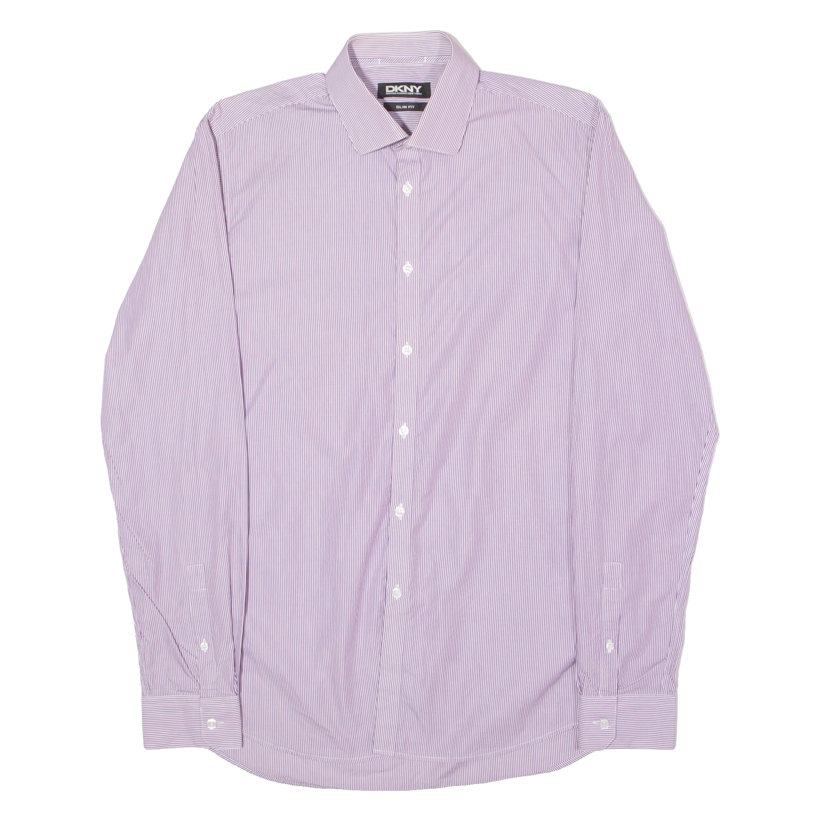 DKNY Slim Fit Mens Shirt Purple Striped Long Sleeve M Refurbished - N/A refurbished available on Cerqular
