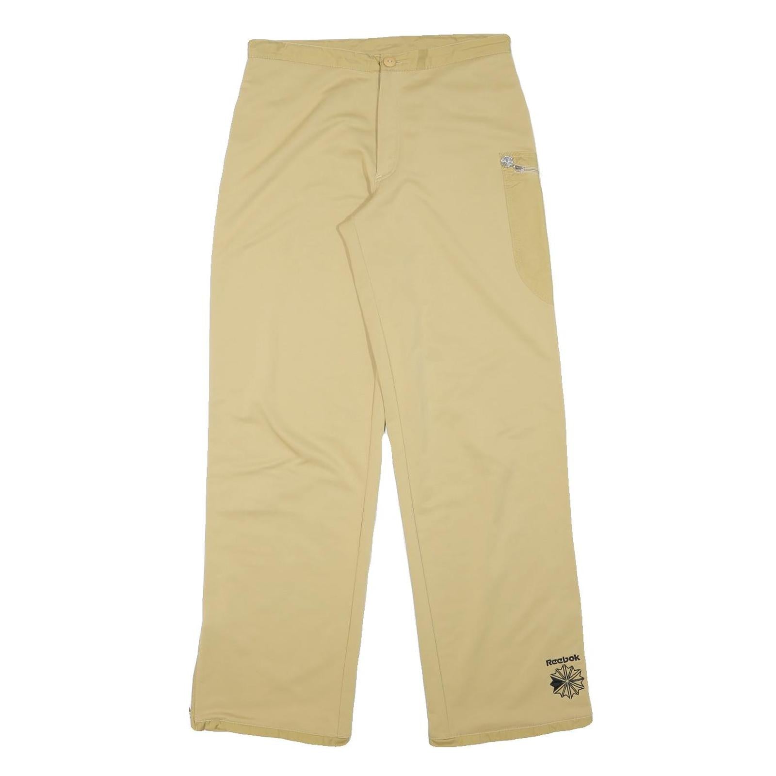 REEBOK Womens Polyester Blend Beige Relaxed Wide-Leg Trousers W28 L30 Zippered Refurbished - N/A refurbished available on Cerqular