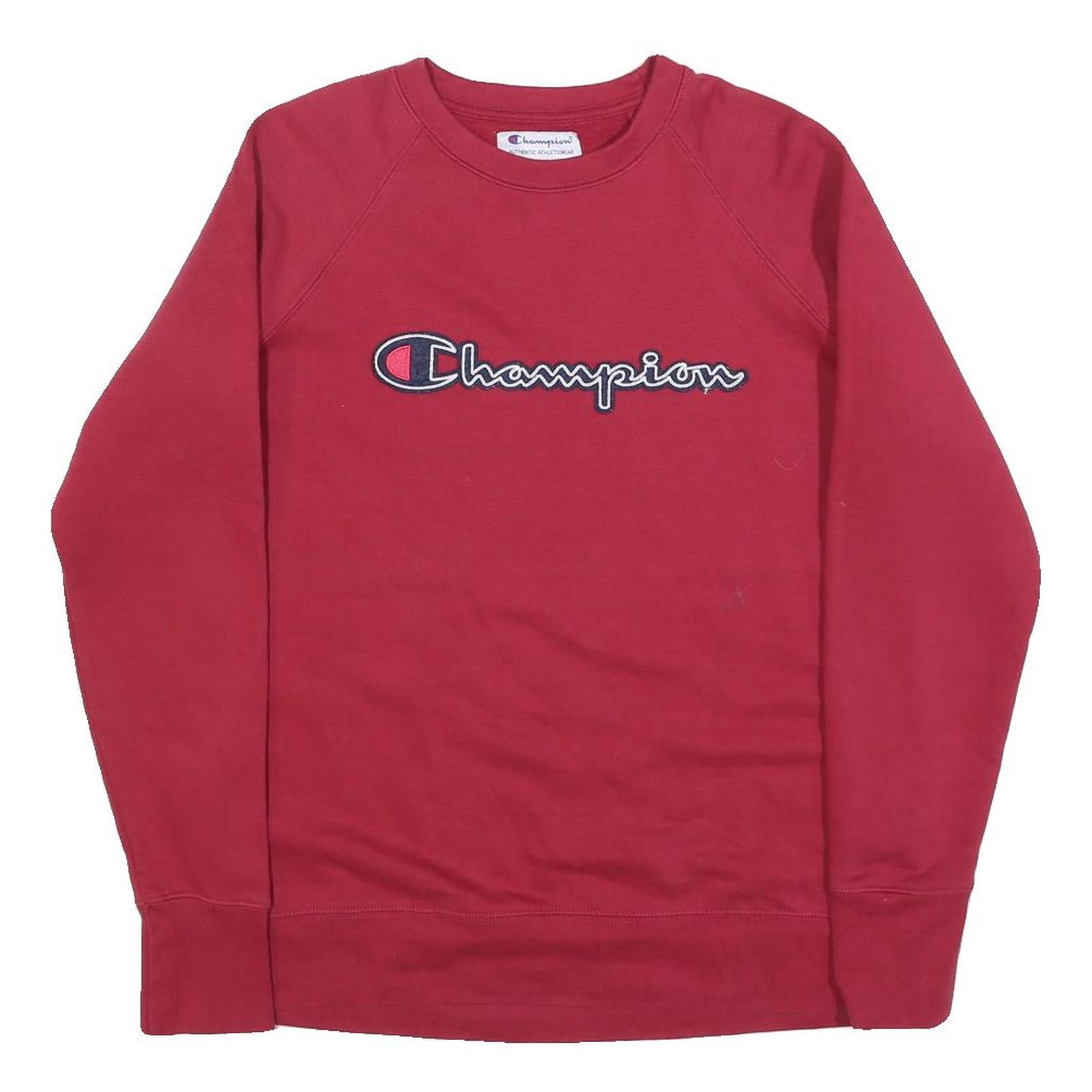 CHAMPION Mens Red Cotton Blend Crew Neck Sweatshirt M Classic Logo Casual Refurbished - N/A refurbished available on Cerqular