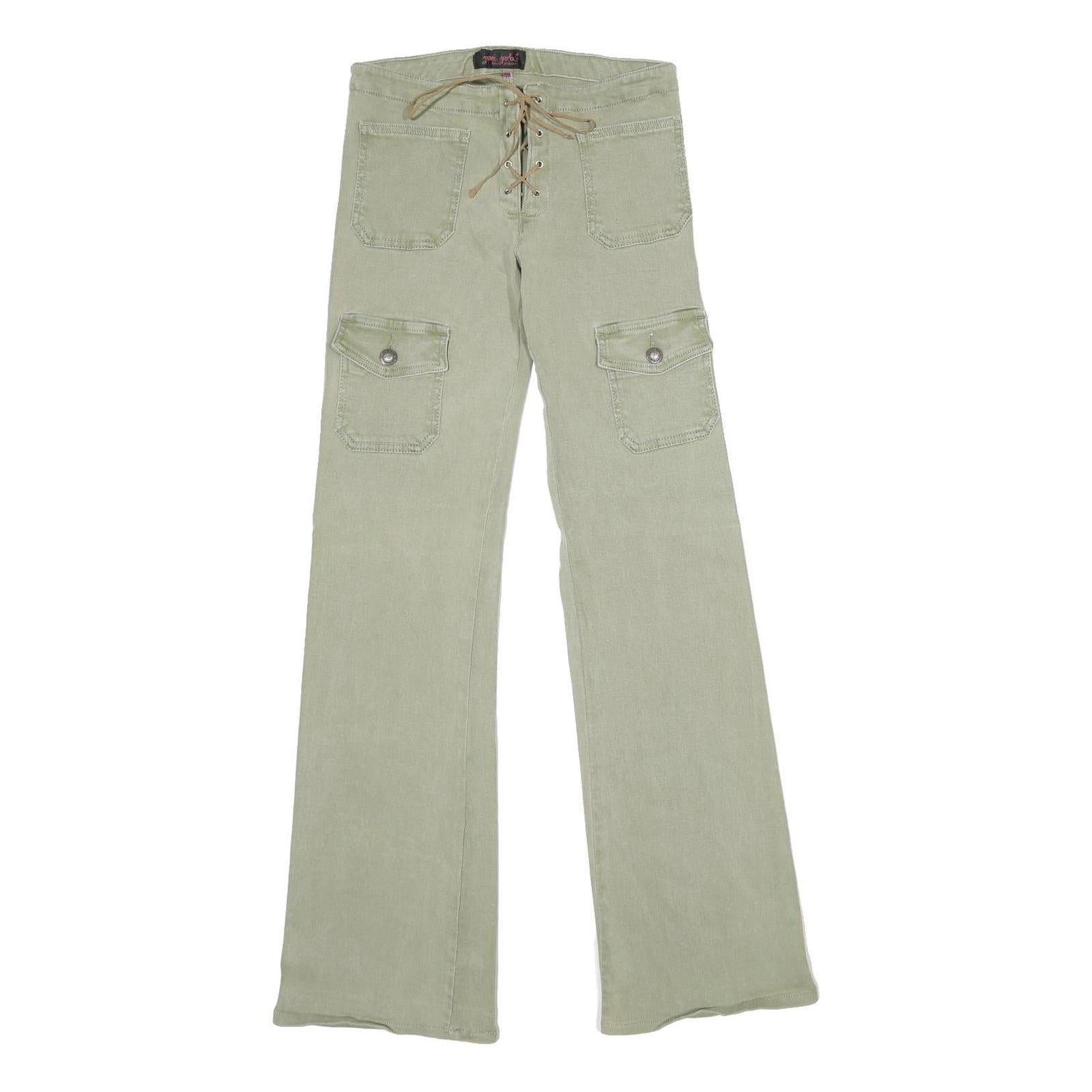 JOONI JOOLZ Womens Green Regular Flared Denim Light W26 L32 Drawstring Waist Refurbished - N/A refurbished available on Cerqular
