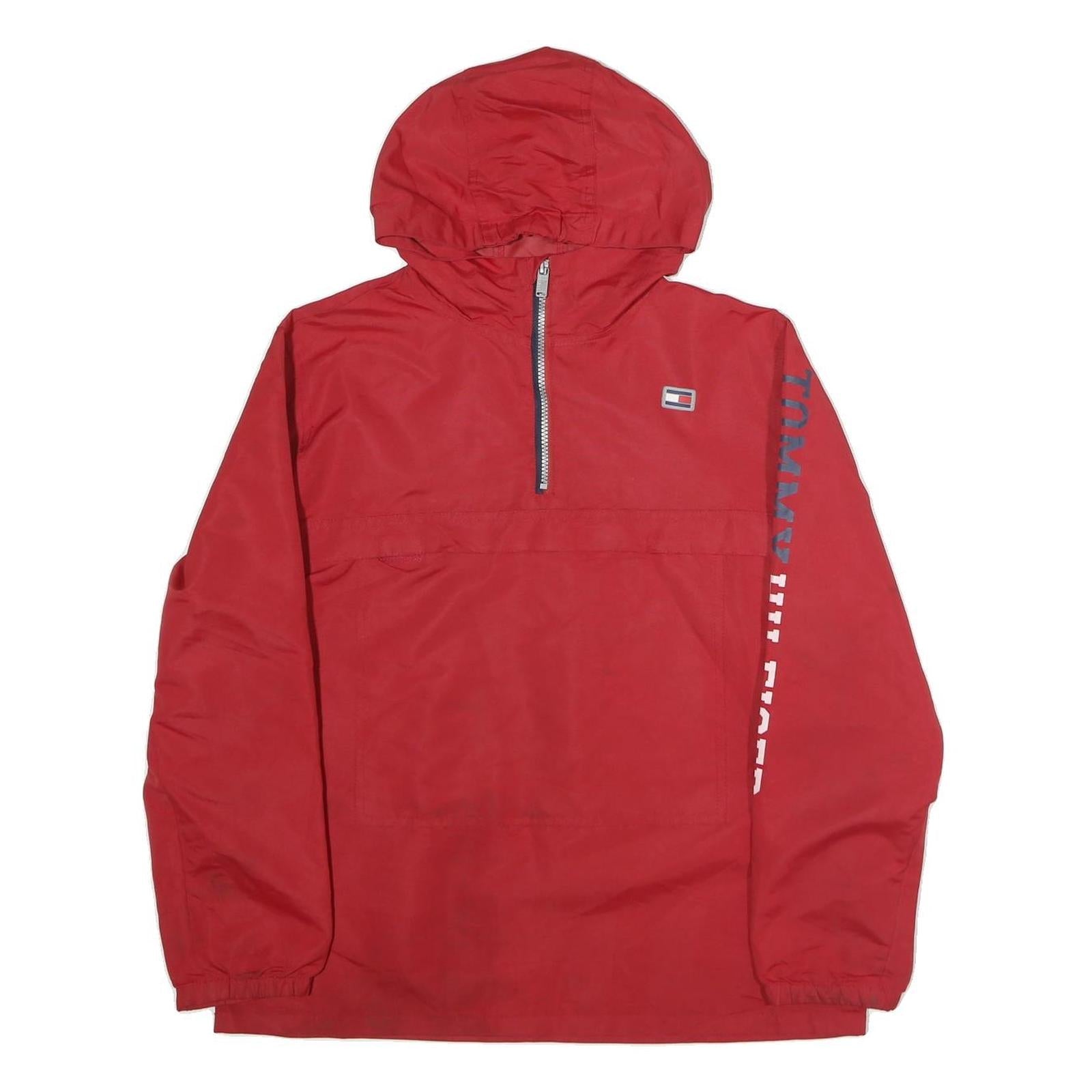 TOMMY HILFIGER Mens Red Zip Hooded Jacket XL Polyester Plain Casual Streetwear Refurbished - N/A refurbished available on Cerqular