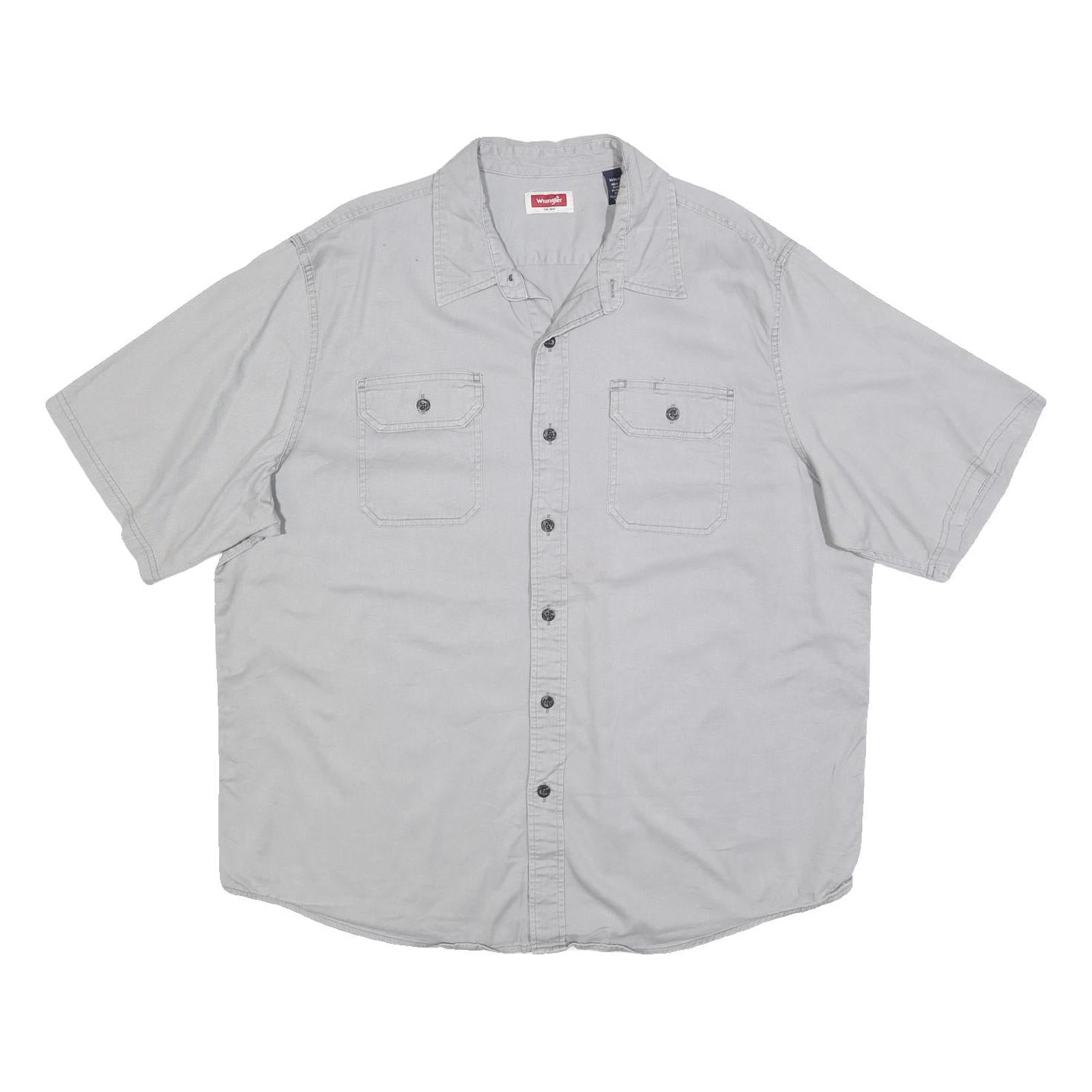 WRANGLER Mens Grey Cotton Blend Casual Shirt XL Workwear Button Pocket Refurbished - N/A refurbished available on Cerqular