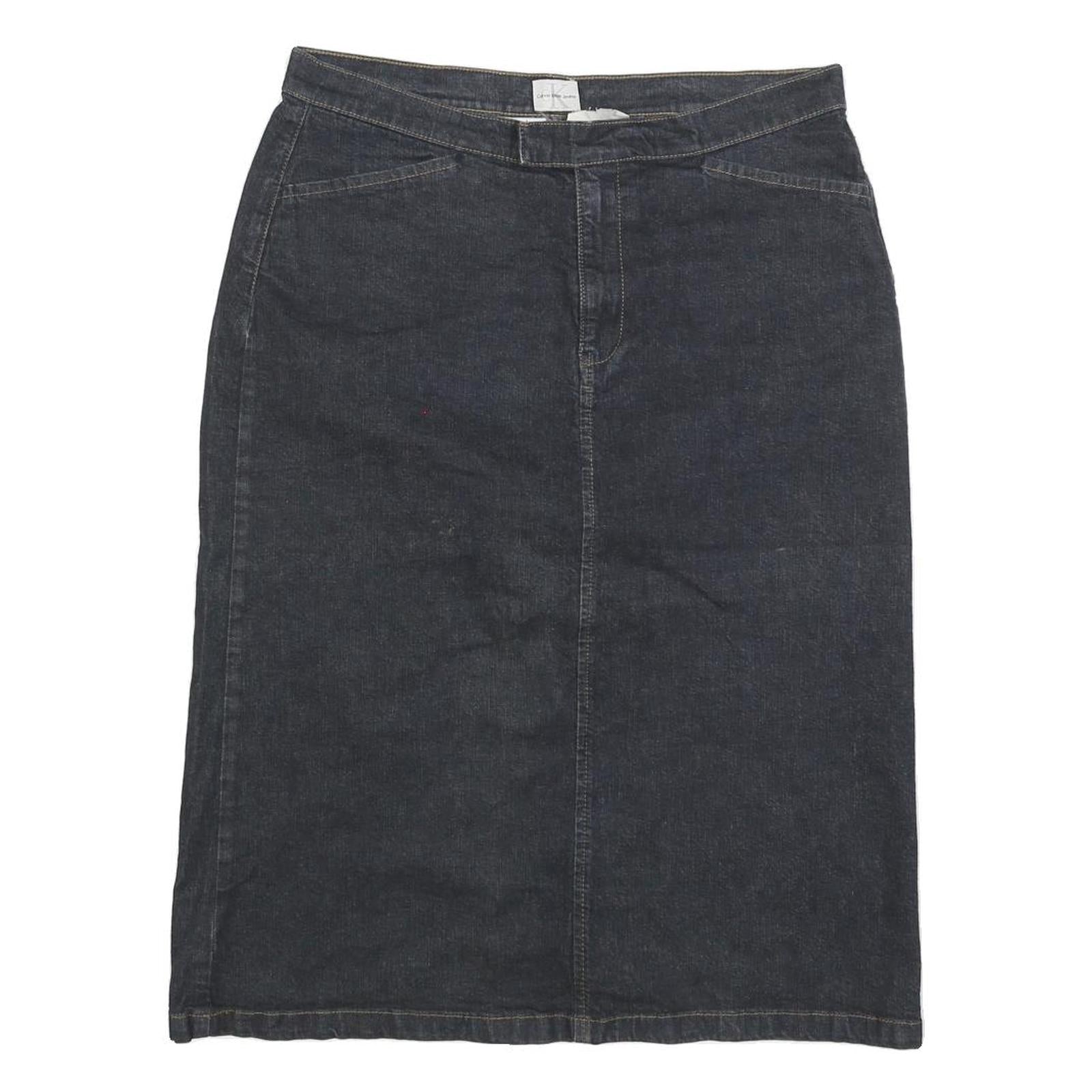 CALVIN KLEIN JEANS Womens Blue Denim Straight Knee Length Cotton Blend Skirt M Refurbished - N/A refurbished available on Cerqular