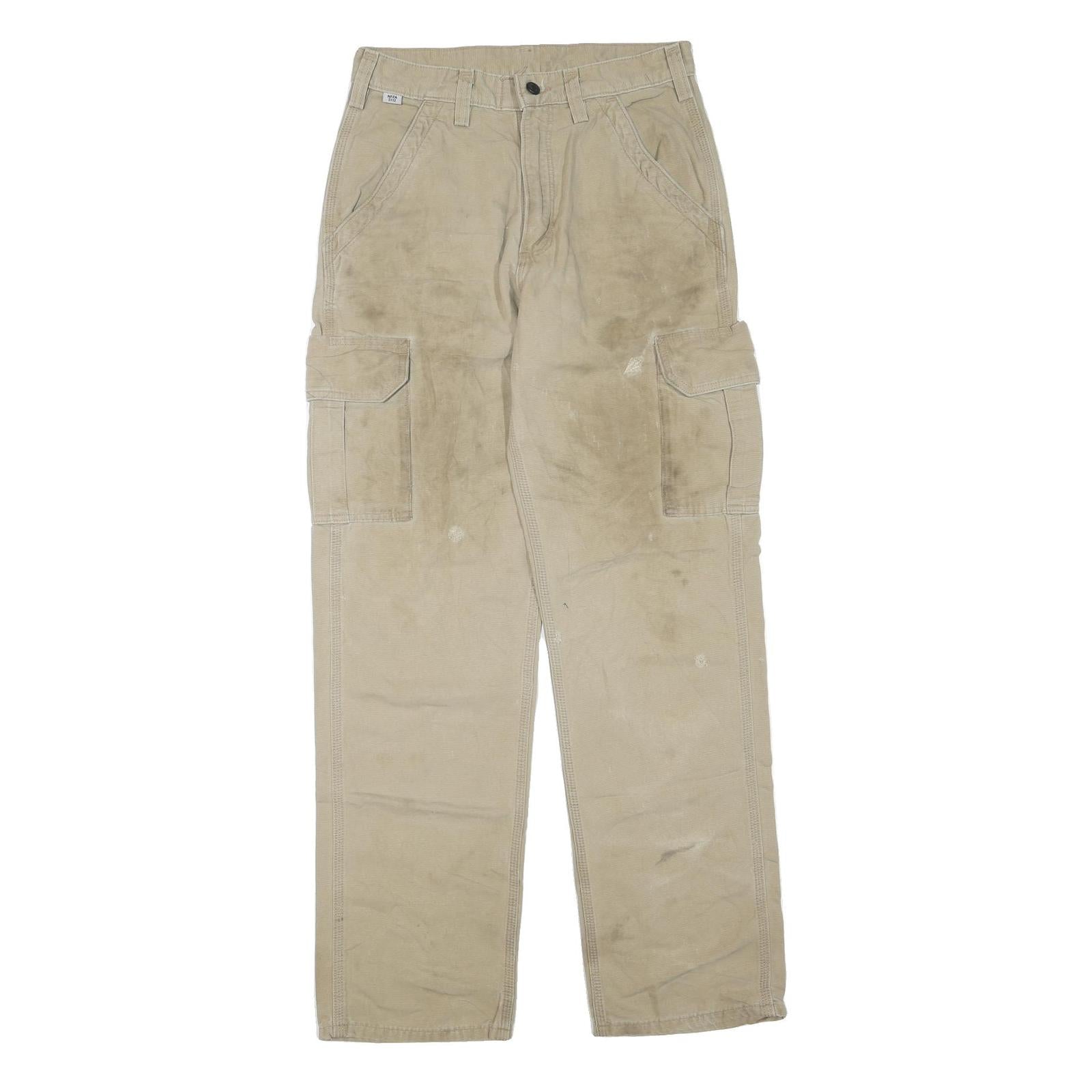 CARHARTT Mens Beige Cotton Blend Regular Cargo Trousers W30 L34 Durable Workwear Refurbished - N/A refurbished available on Cerqular