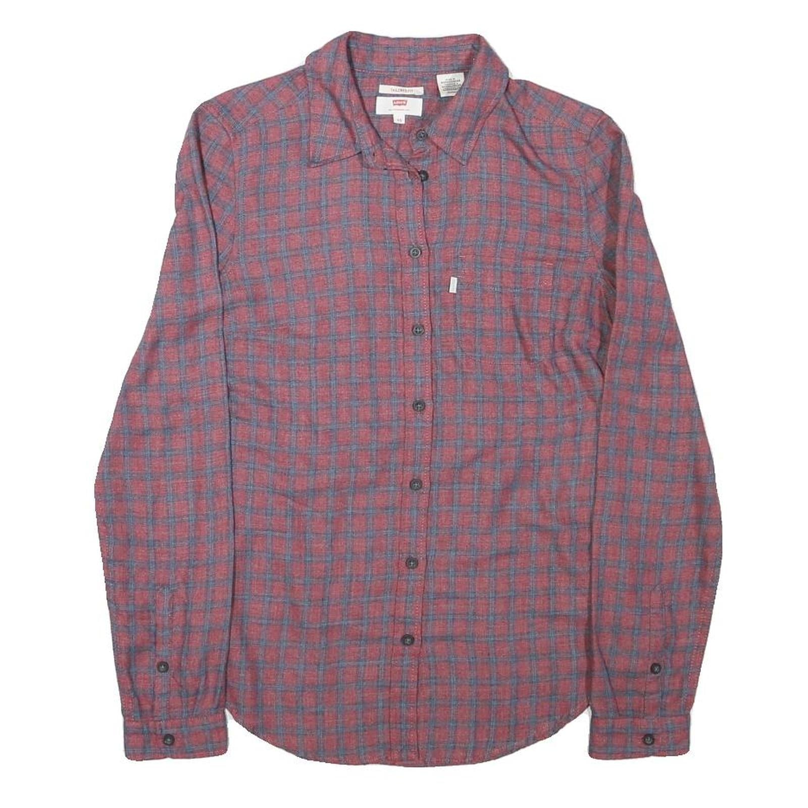 TOMMY HILFIGER Womens Red & Blue Check Shirt XS Cotton Blend Button Long Sleeve Refurbished - N/A refurbished available on Cerqular