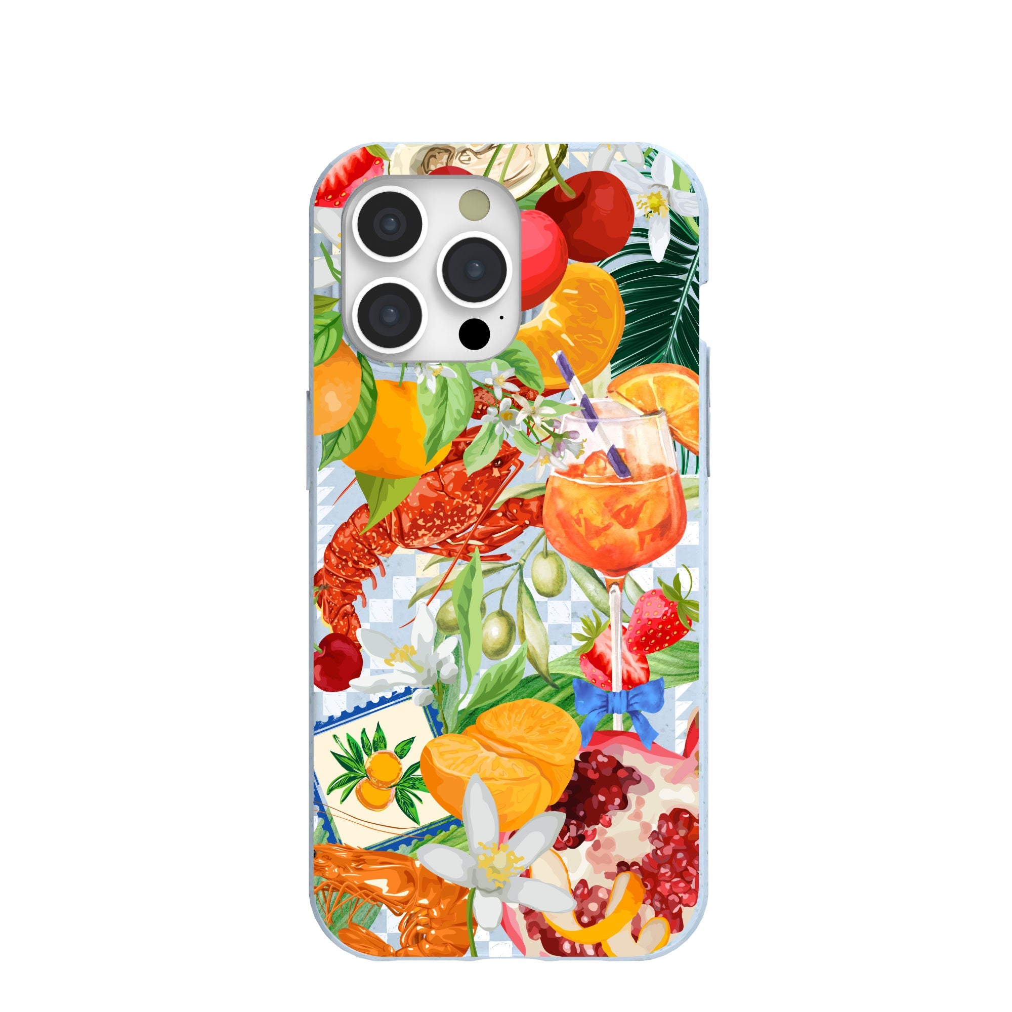 Powder Blue Mediterranean Summers iPhone 15 Pro Max Case Refurbished - Pela Case refurbished available on Cerqular