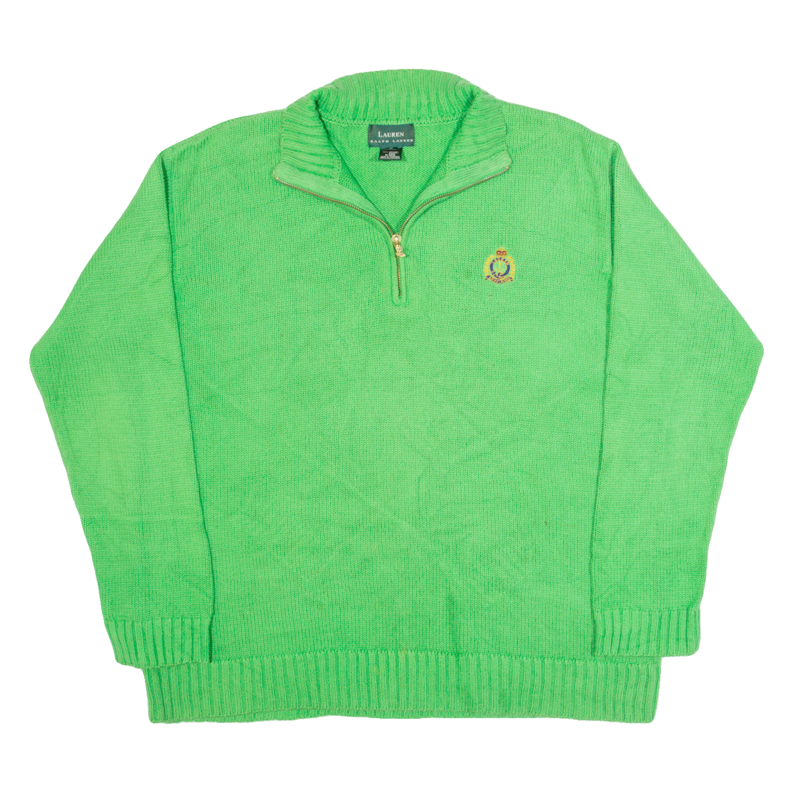 LAUREN RALPH LAUREN Mens Jumper Green 1/4 Zip Tight Knit M Refurbished - N/A refurbished available on Cerqular