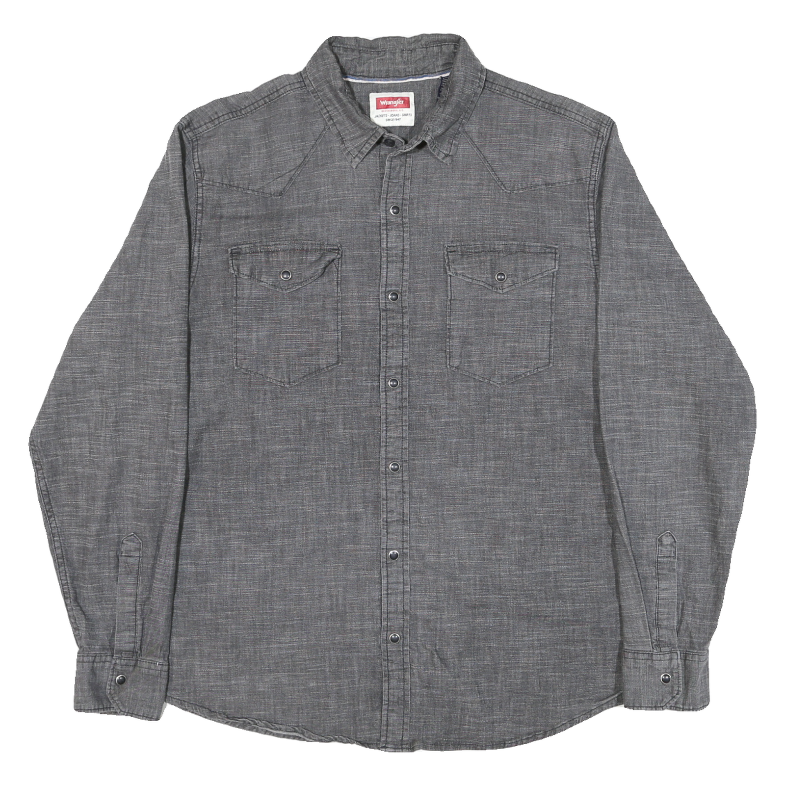 WRANGLER Mens Grey Casual Shirt L Long Sleeve Cotton Blend Workwear Refurbished - N/A refurbished available on Cerqular