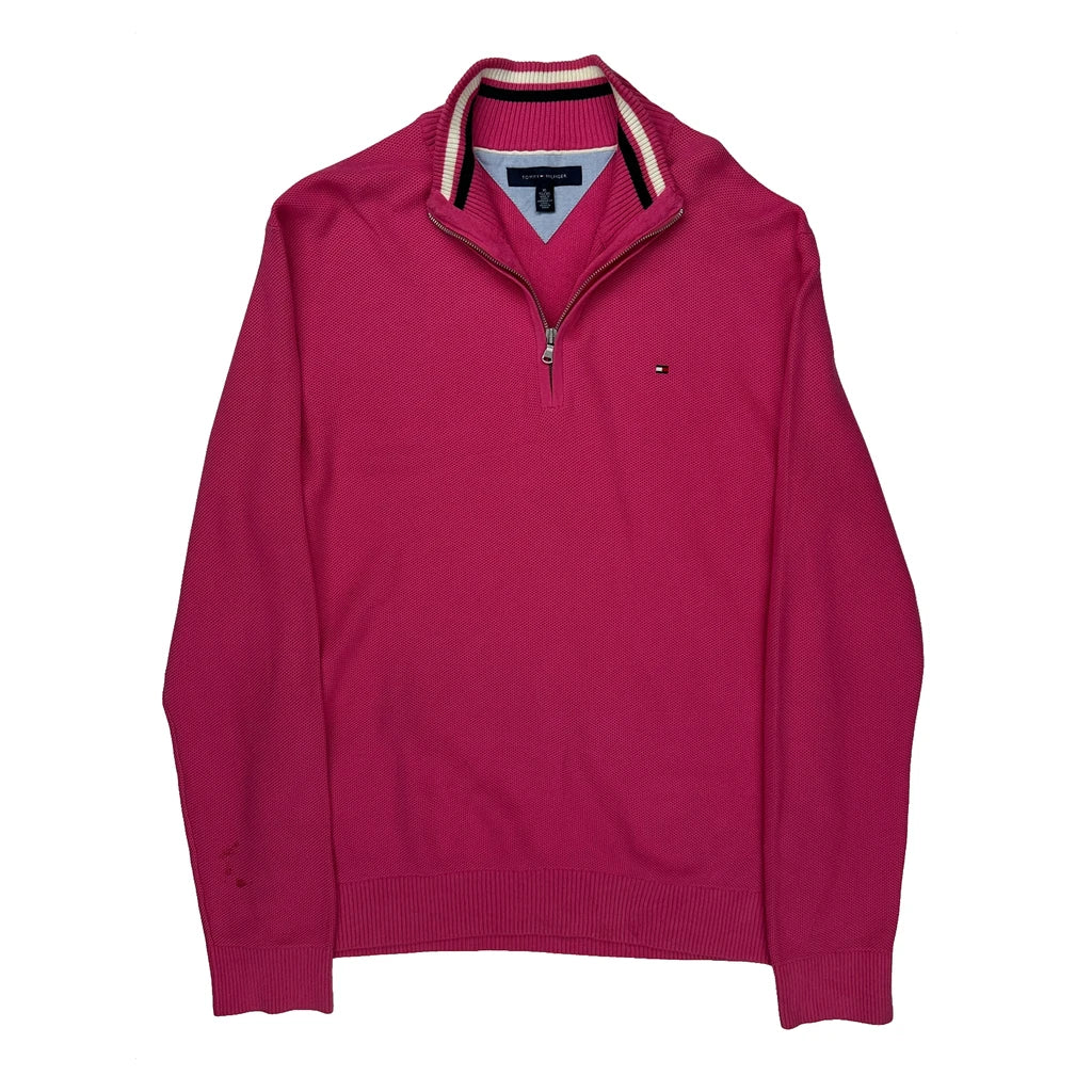 Tommy Hilfiger 1/4 Zip - XL Pink Cotton Refurbished - Thrifted (note: this is a term often used to describe second- refurbished available on Cerqular