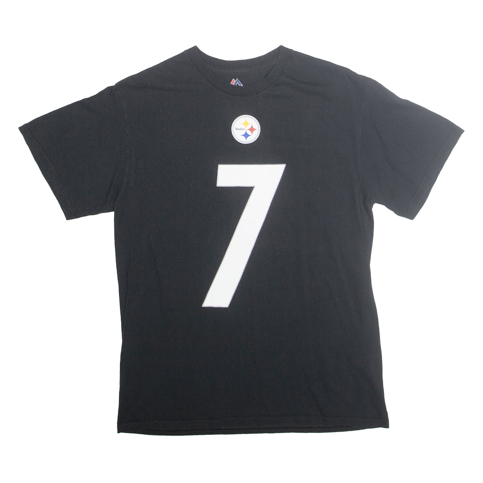 MAJESTIC Mens Black Pittsburgh Steelers Roethlisberger Graphic T-Shirt M Short Refurbished - N/A refurbished available on Cerqular