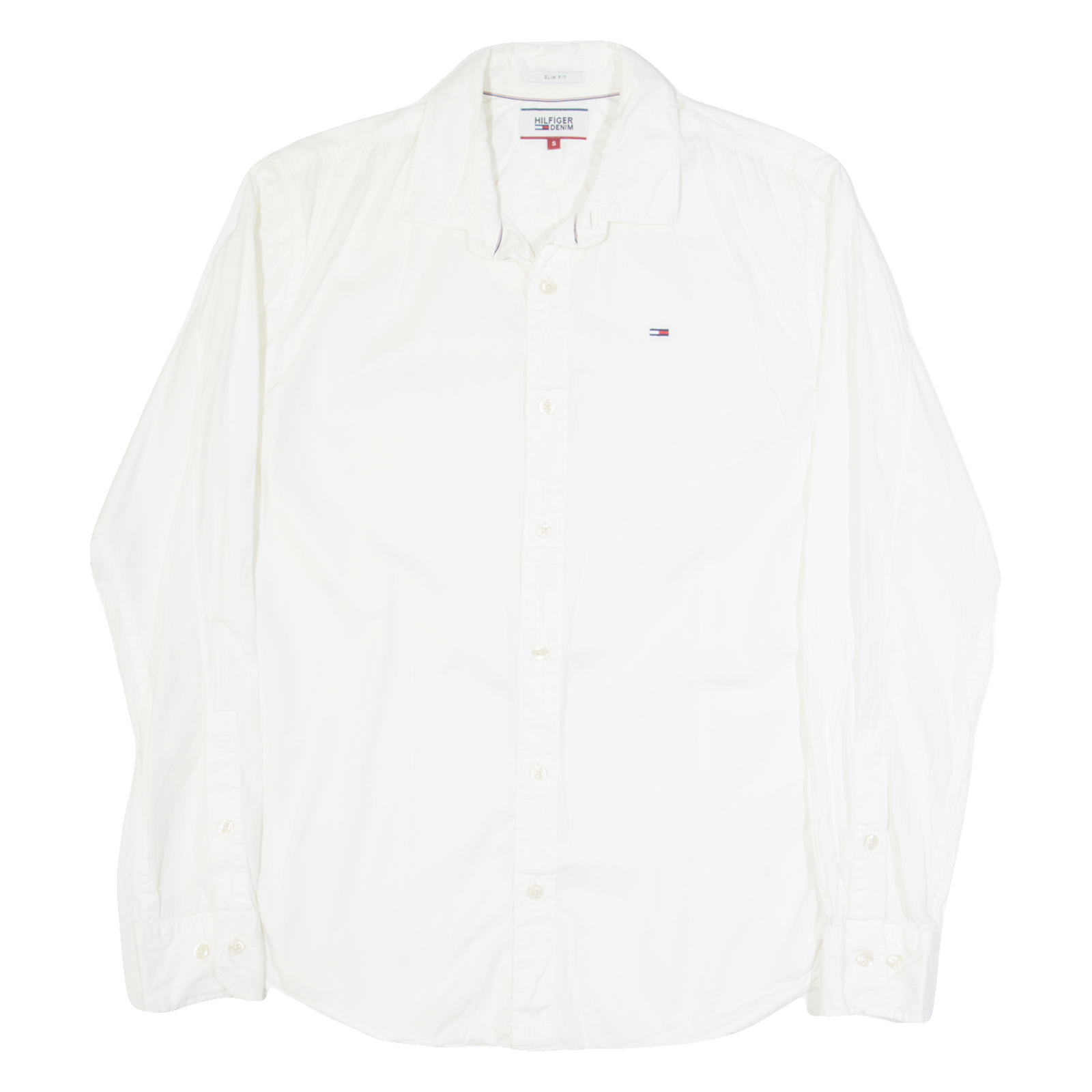 HILFIGER DENIM Slim Fit Mens Plain Shirt White Long Sleeve S Refurbished - N/A refurbished available on Cerqular