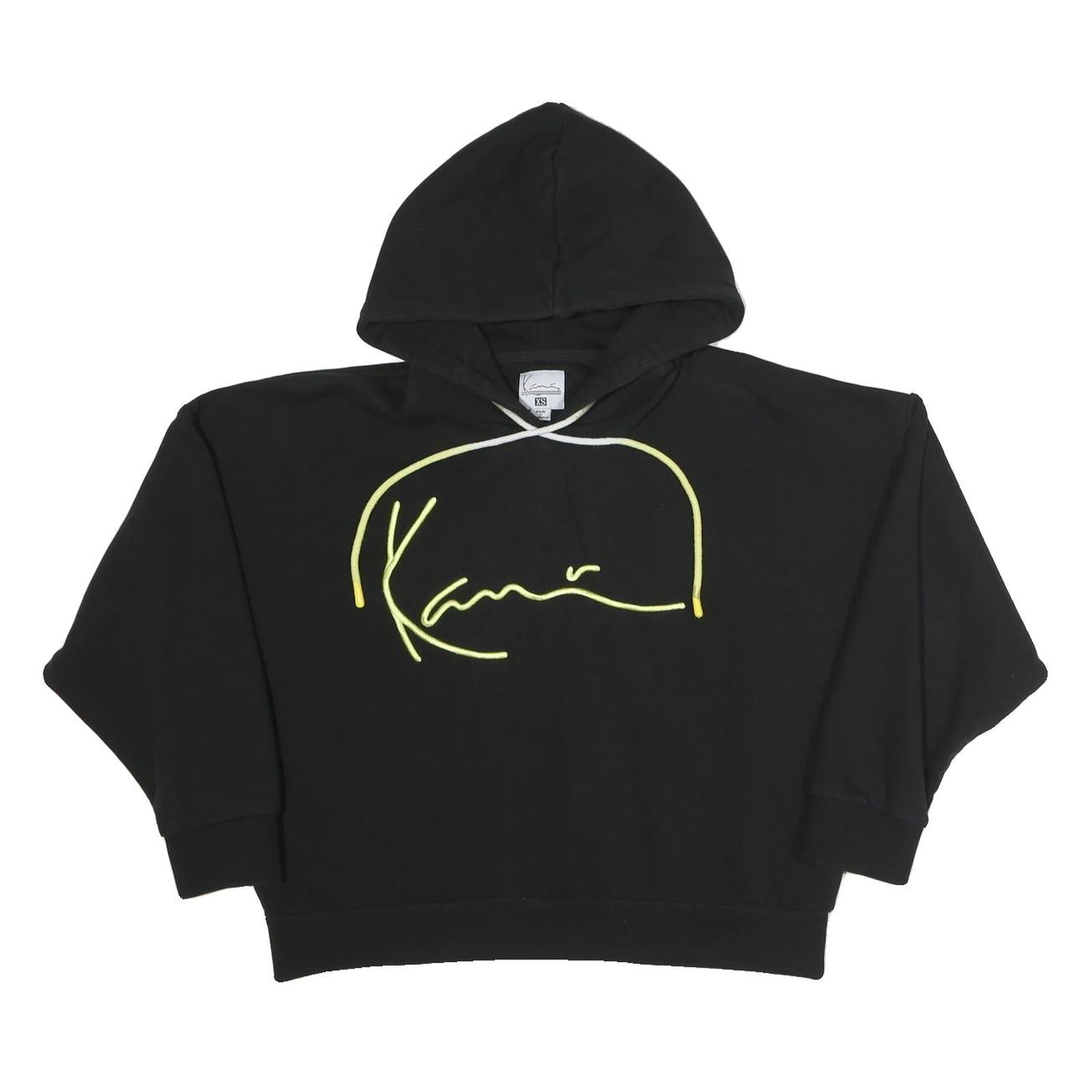KARL KANI Womens Black Hoodie XS Cotton Blend Pullover Signature Print Refurbished - N/A refurbished available on Cerqular