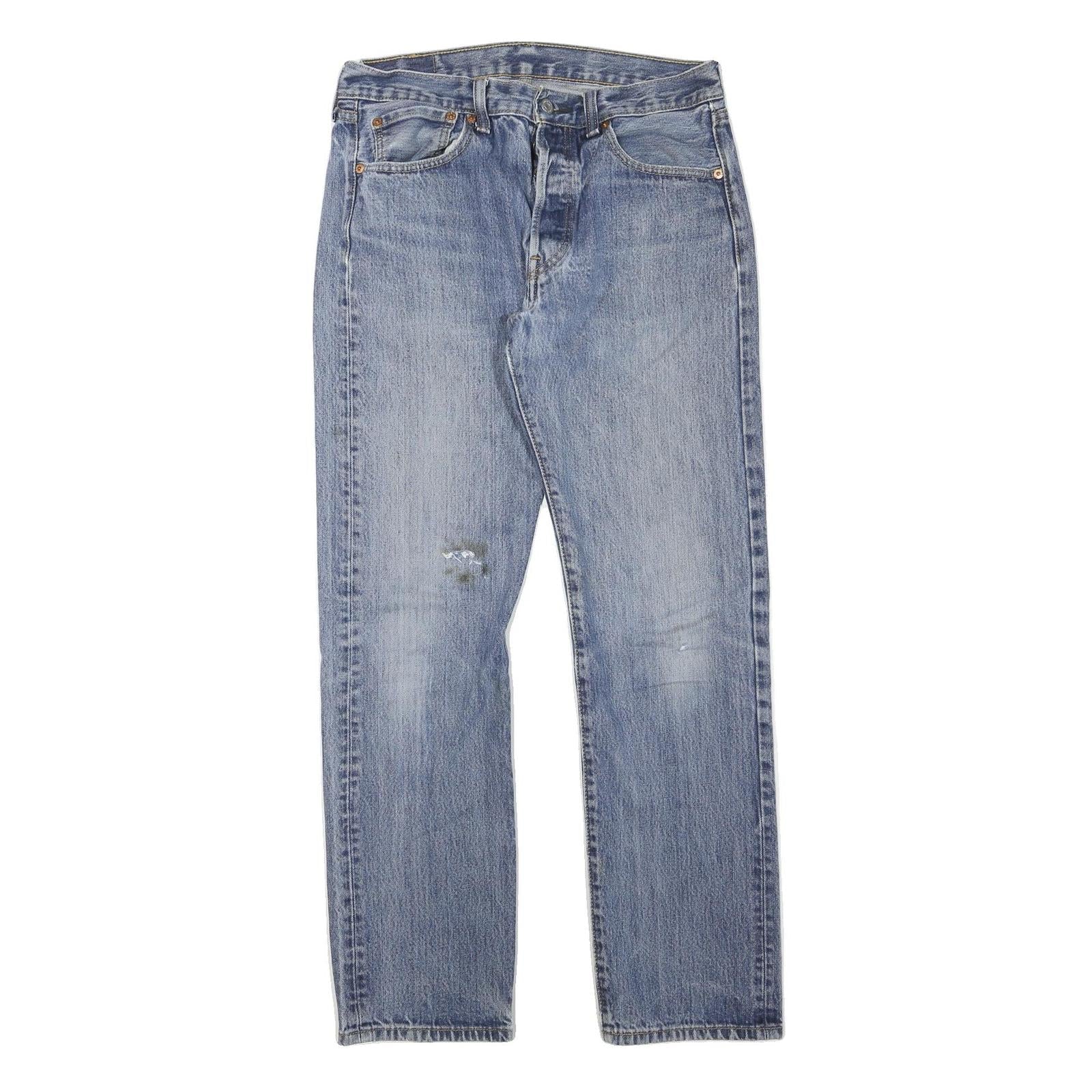 LEVI'S Mens Blue Regular Fit Straight Denim Light W32 L32 Button Cotton Blend Refurbished - N/A refurbished available on Cerqular