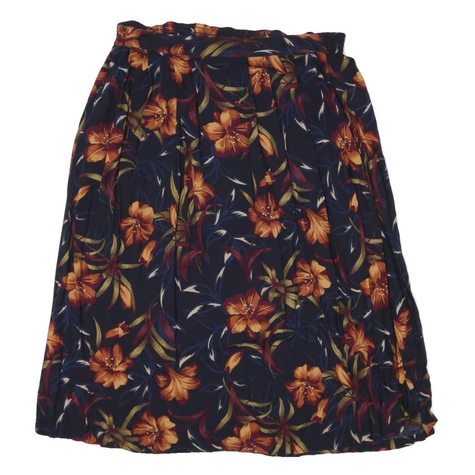 SAG HARBOR Womens Blue Floral Pleated Midi Rayon Skirt 2XL Elegant Casual Refurbished - N/A refurbished available on Cerqular