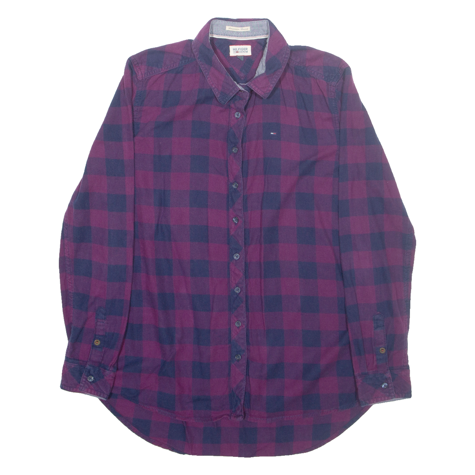 HILFIGER DENIM Womens Flannel Shirt Purple Check Long Sleeve S Refurbished - N/A refurbished available on Cerqular