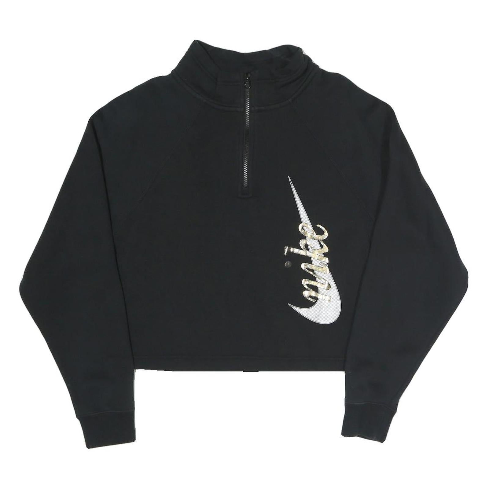 NIKE Womens Black Cropped 1/4 Zip Sweatshirt M Cotton Blend Casual Refurbished - N/A refurbished available on Cerqular