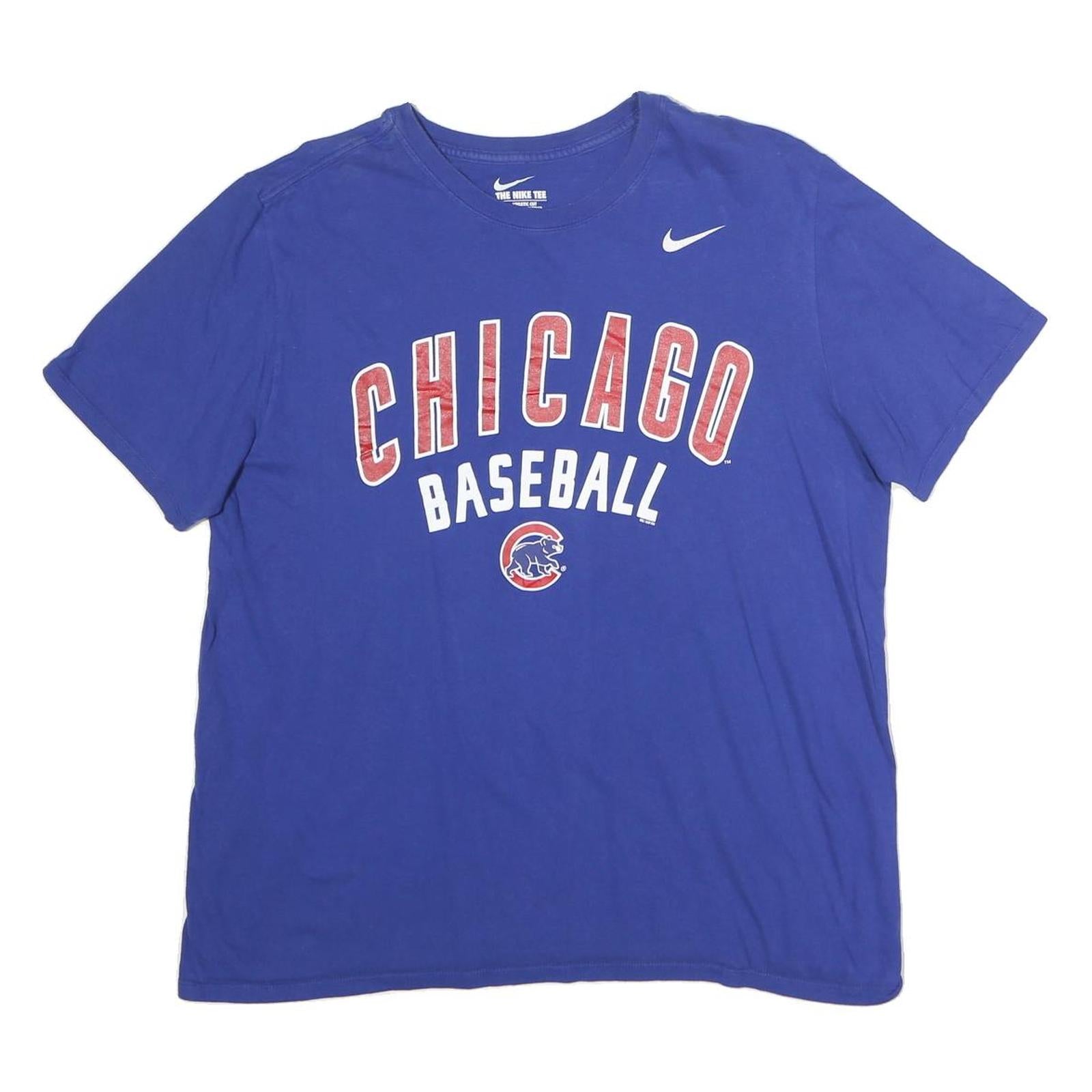 NIKE Mens Blue Chicago Baseball Graphic T-Shirt L Short Sleeve Crew Neck Casual Refurbished - N/A refurbished available on Cerqular