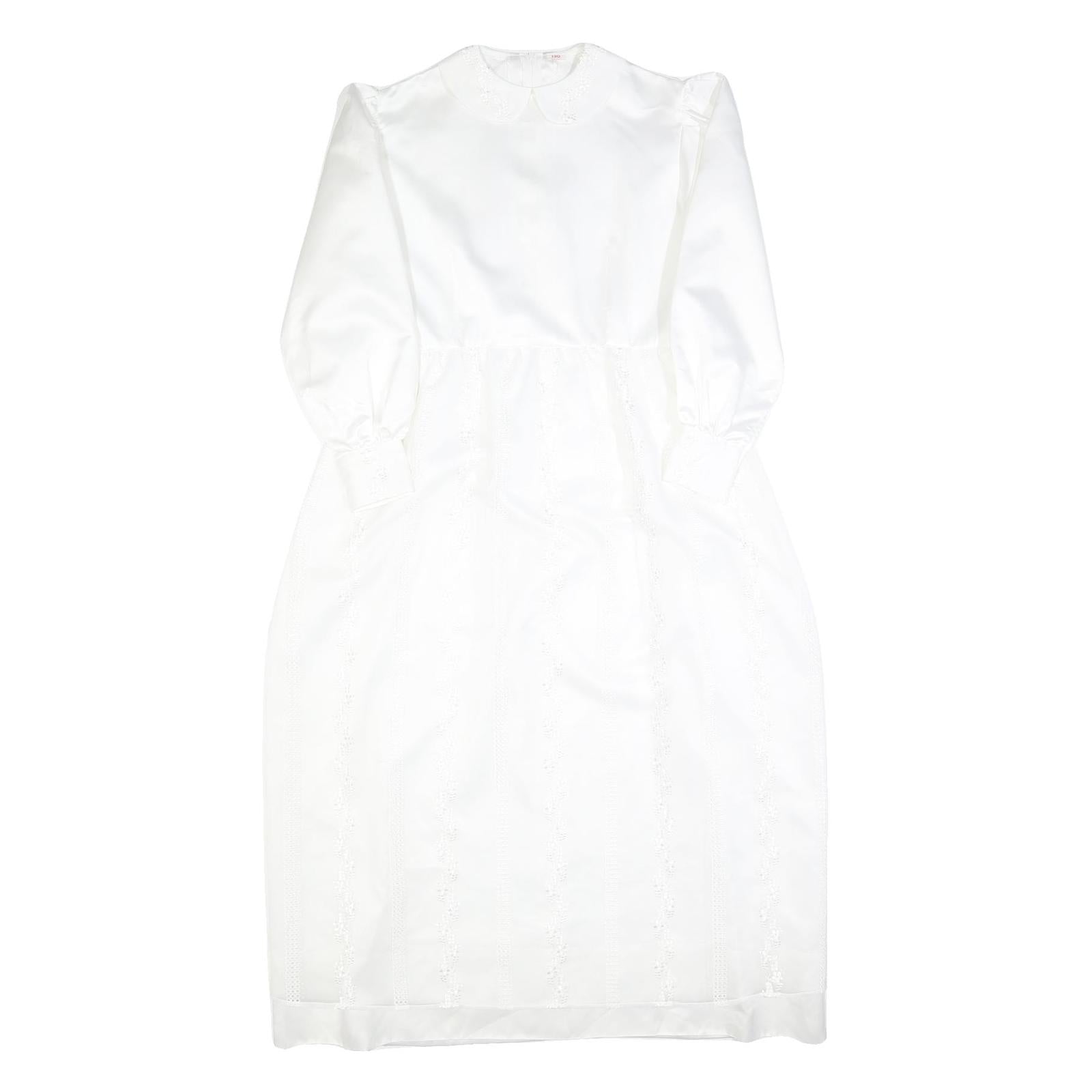 Womens White Plain Day Dress Polyester Long Sleeve Midi M Elegant Simple Refurbished - N/A refurbished available on Cerqular