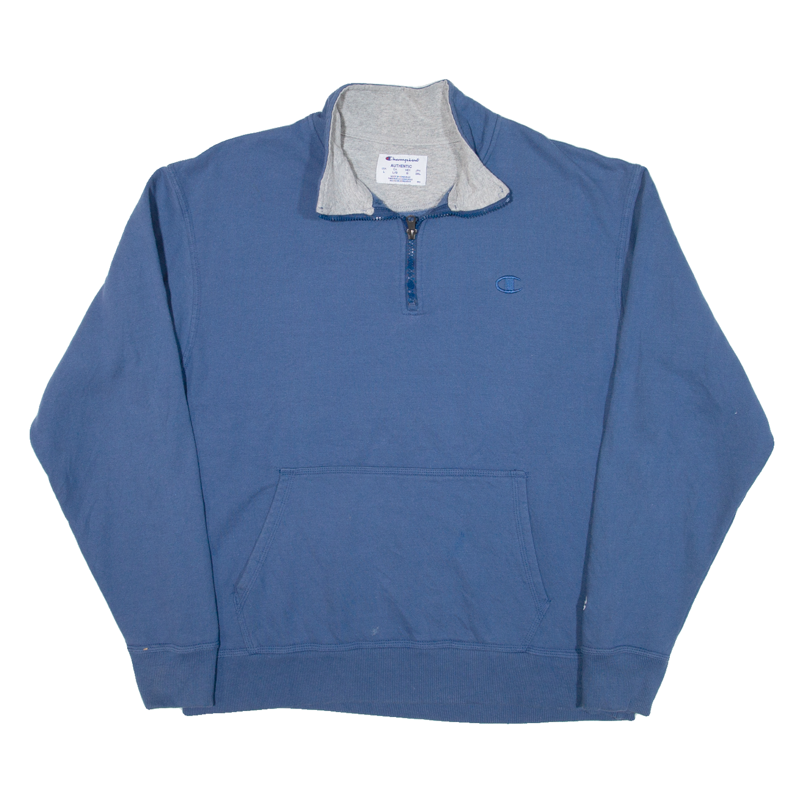 CHAMPION Mens Sweatshirt Blue 1/4 Zip L Refurbished - N/A refurbished available on Cerqular