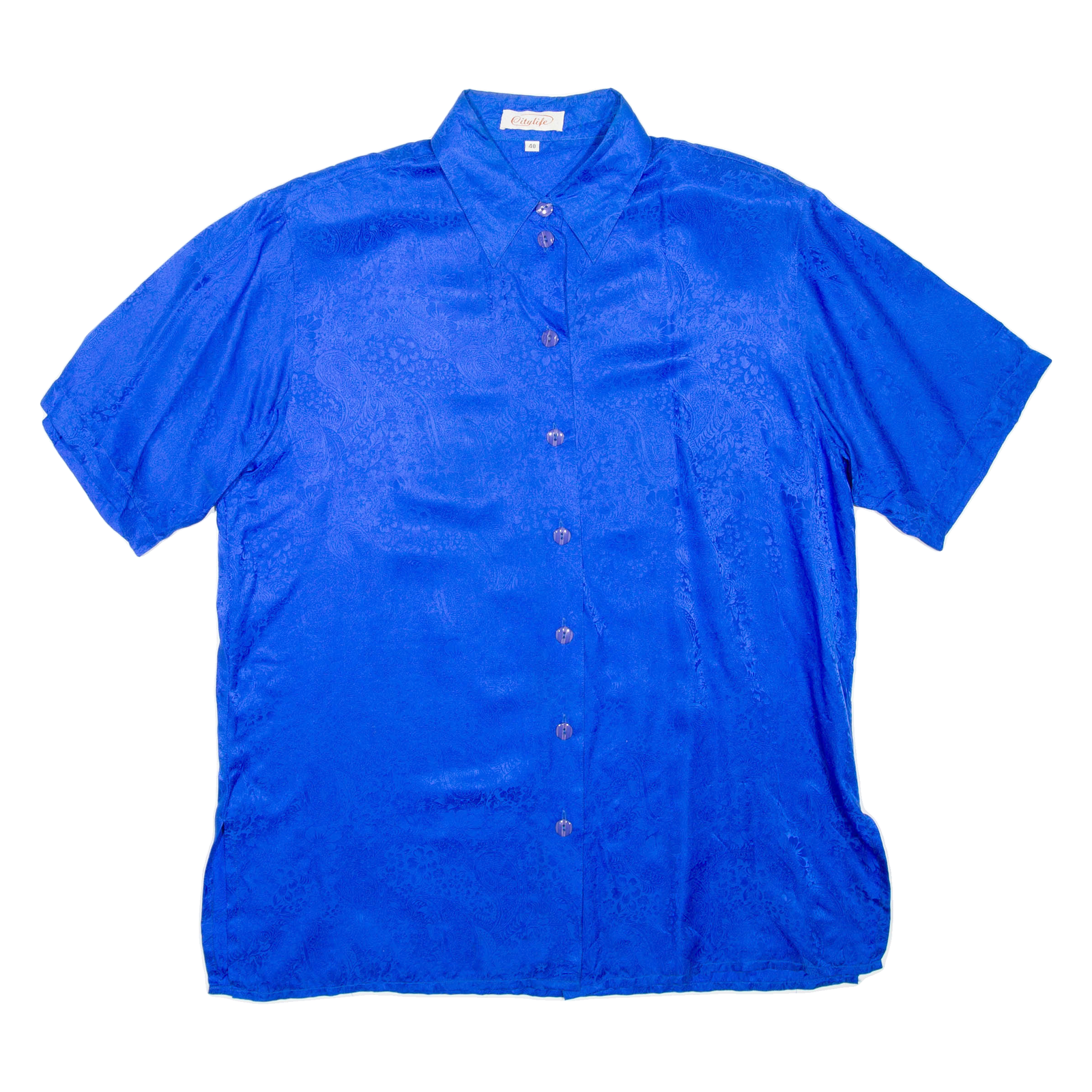 Womens Printed Shirt Blue Collared Floral L Refurbished - N/A refurbished available on Cerqular