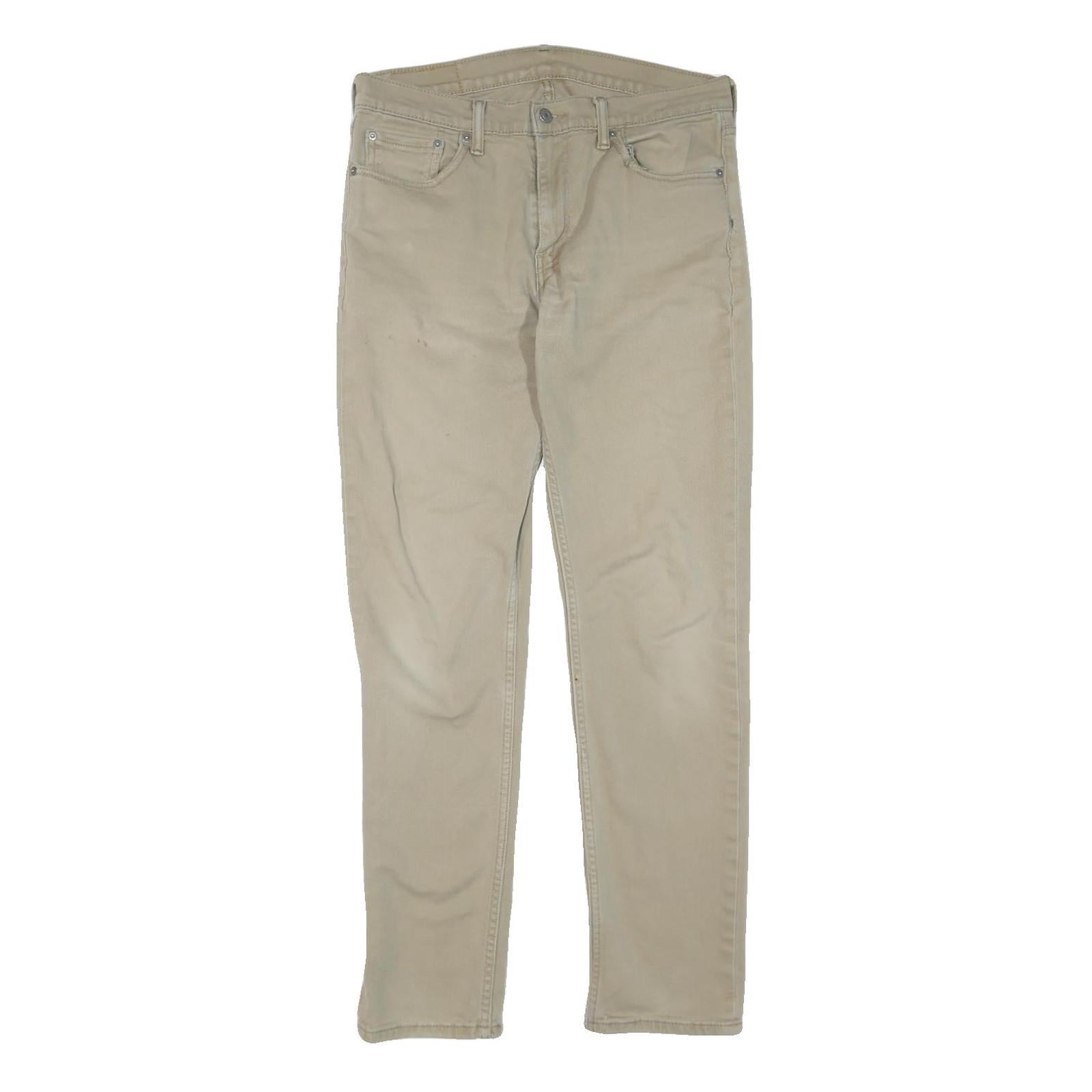 LEVI'S Mens Regular Beige Cotton Blend Trousers W33 L34 Zip Closure Classic Fit Refurbished - N/A refurbished available on Cerqular