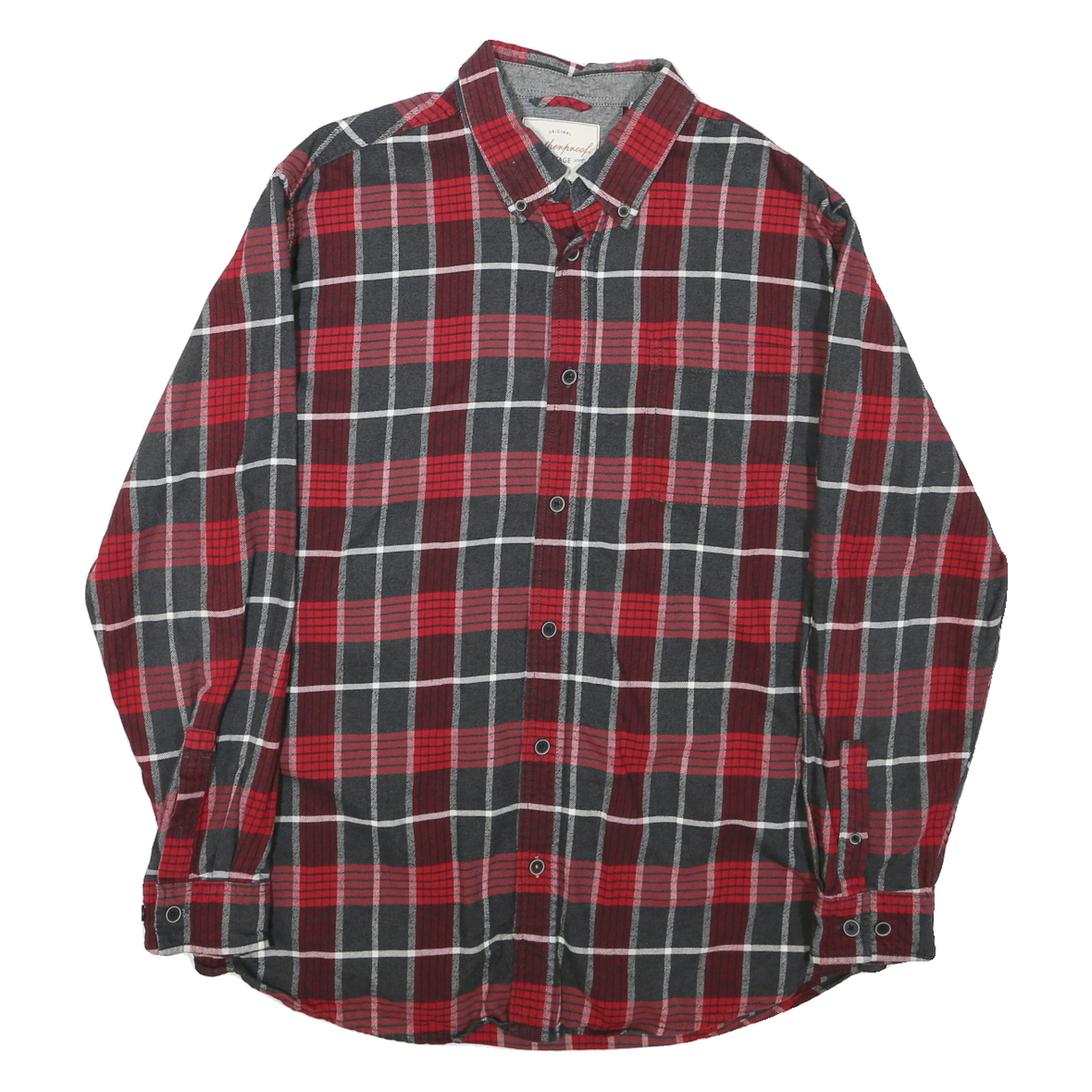 Mens Red & Grey Check Shirt L Cotton Long Sleeve Button Casual Refurbished - N/A refurbished available on Cerqular
