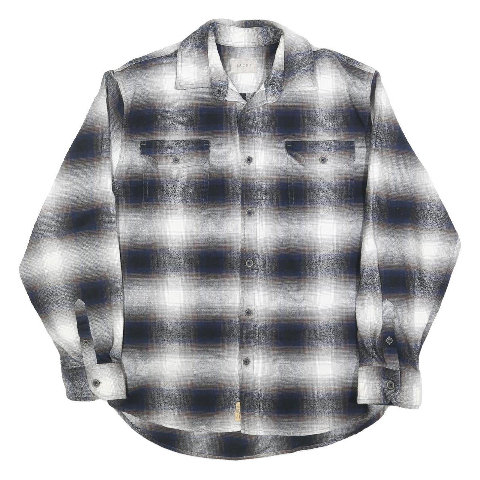 JACHS Mens Blue Black White Plaid Shirt L Cotton Blend Casual Button Front Refurbished - N/A refurbished available on Cerqular