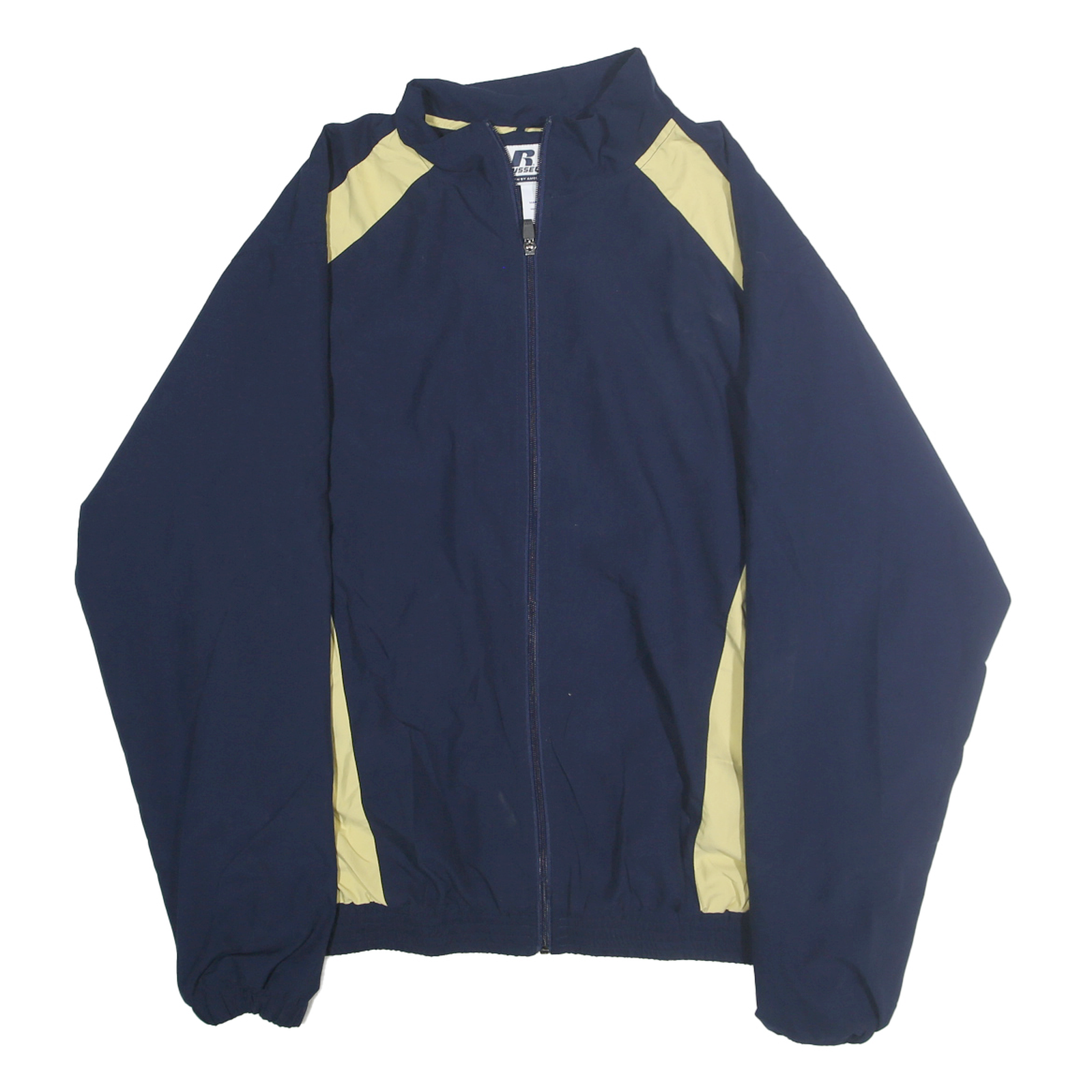RUSSELL ATHLETIC Mens Navy & Pale Yellow Zip Jacket L Polyester Sportswear Refurbished - N/A refurbished available on Cerqular