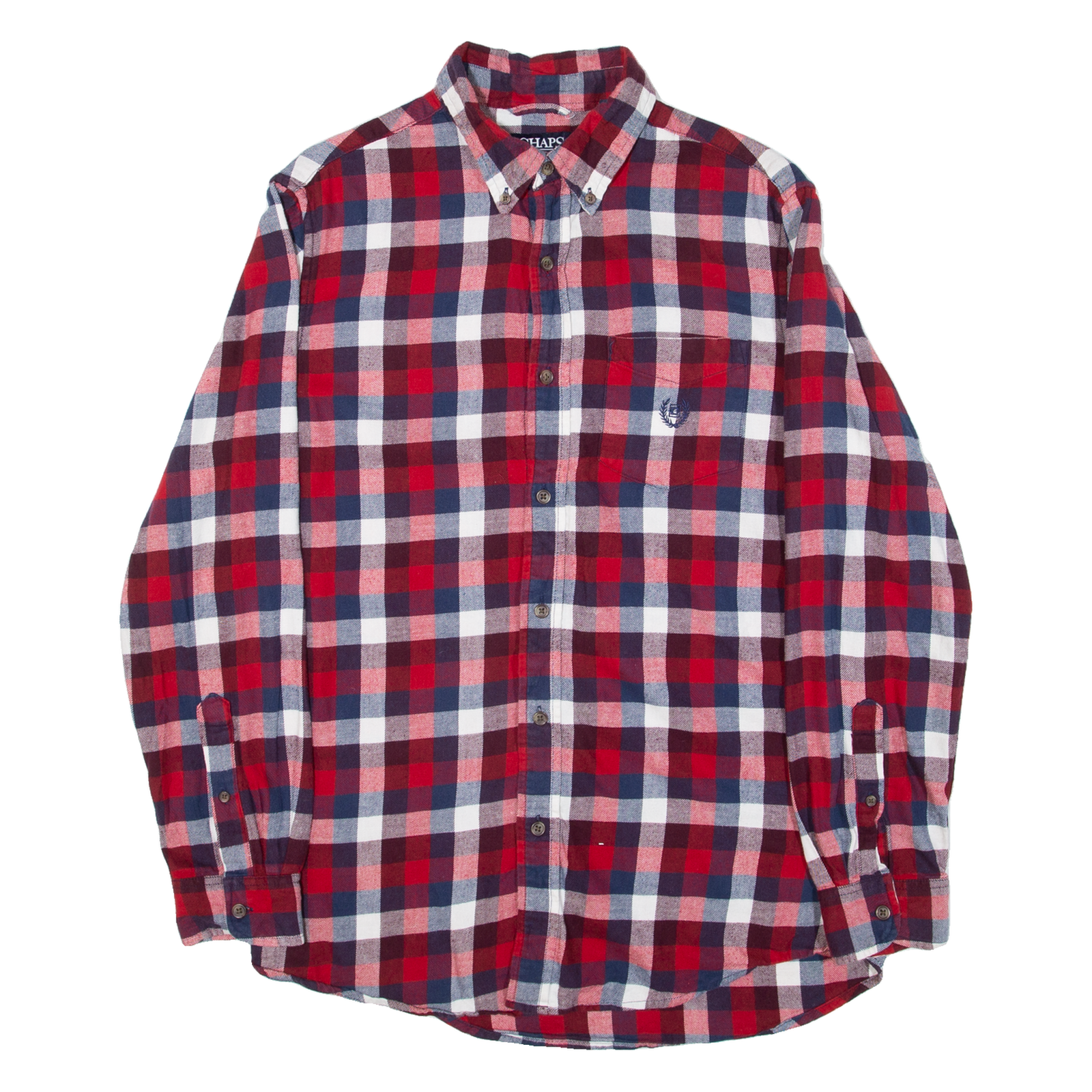CHAPS Mens Flannel Shirt Red Check Long Sleeve S Refurbished - N/A refurbished available on Cerqular