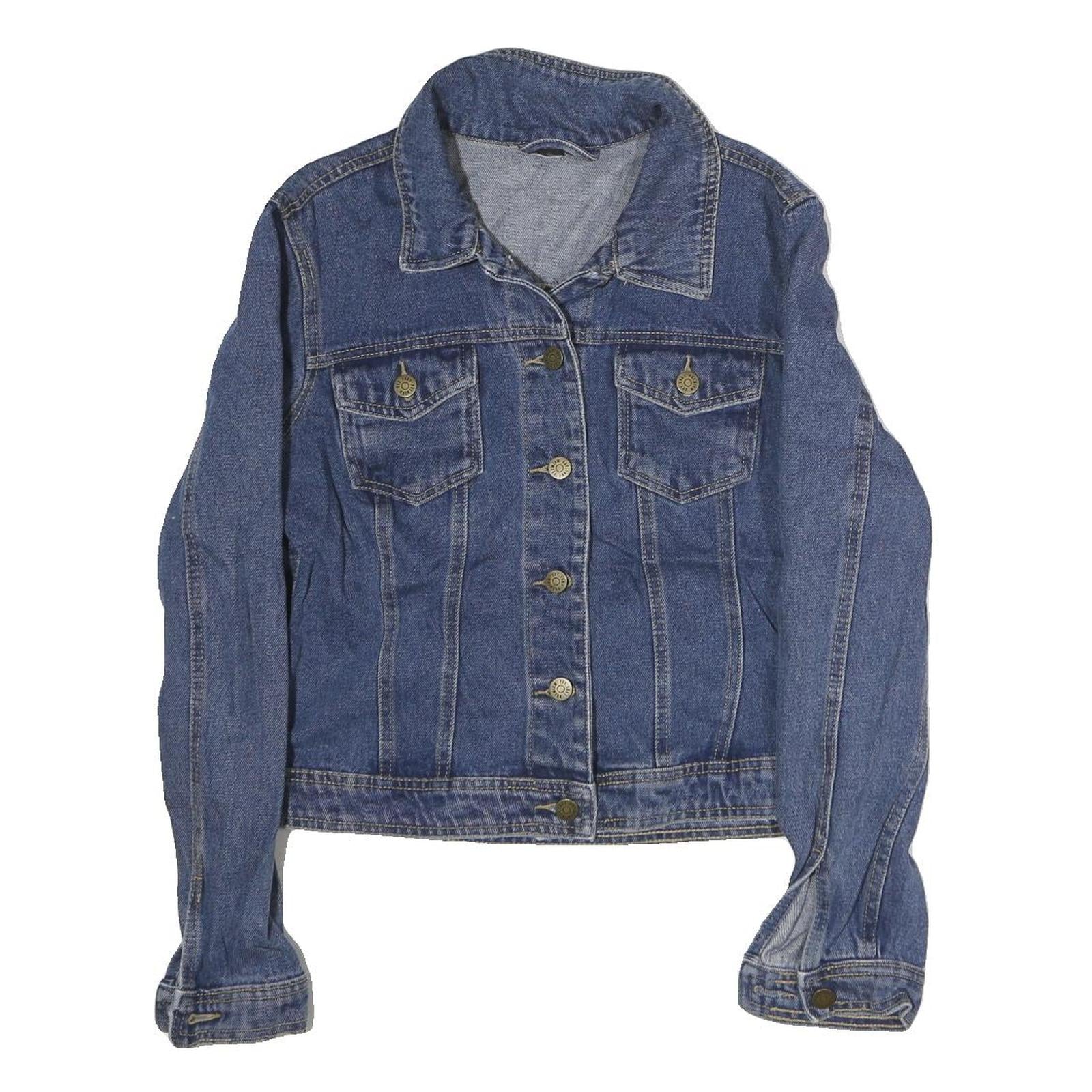Womens Blue Denim Plain Cotton Button Jacket M Classic Regular Fit Refurbished - N/A refurbished available on Cerqular