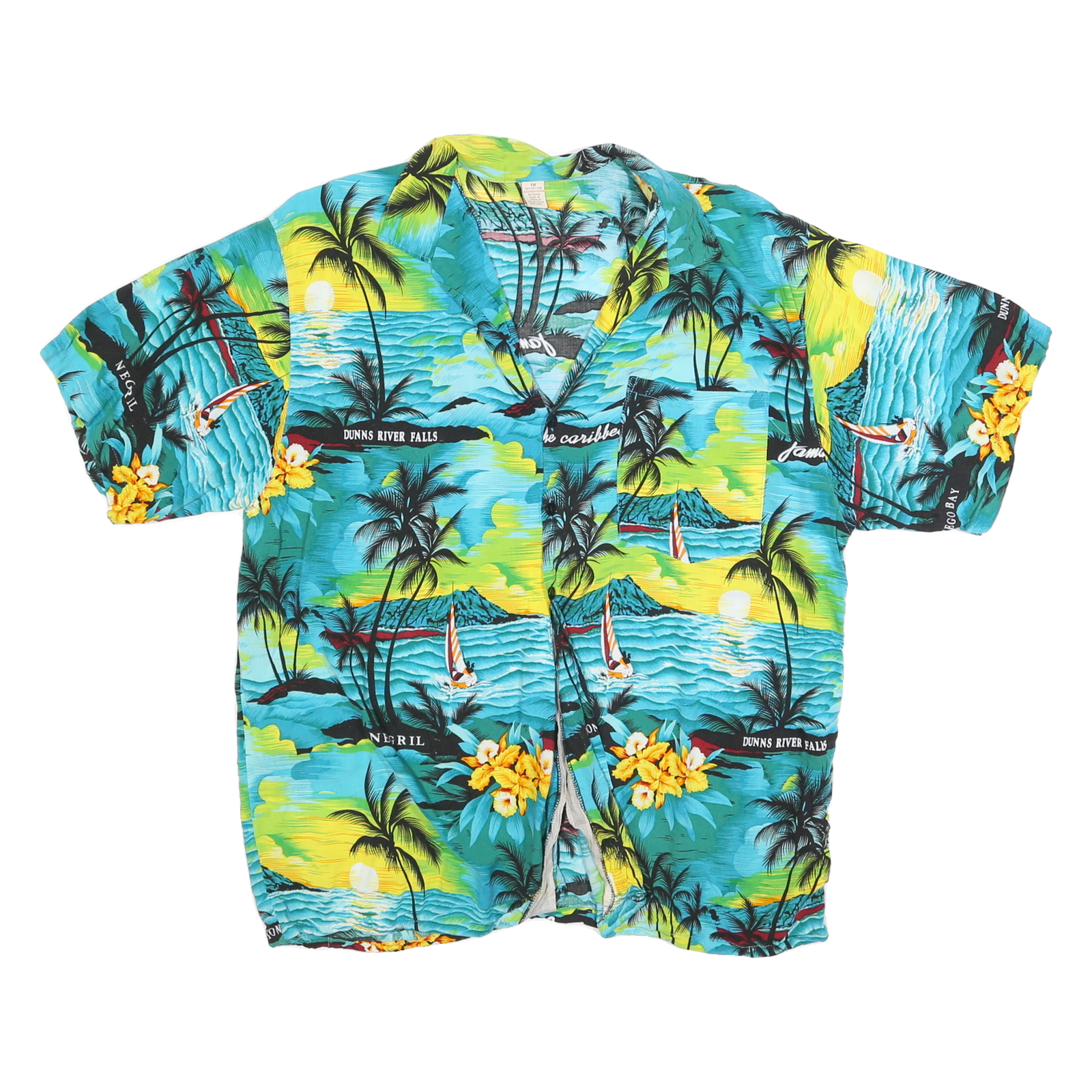 Mens Blue & Yellow Tropical Hawaiian Shirt XL Vacation Pattern Summer Beach Wear Refurbished - N/A refurbished available on Cerqular