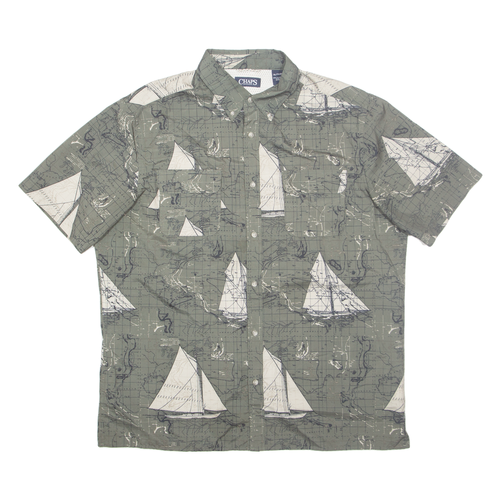 CHAPS Mens Shirt Green Crazy Pattern XL Refurbished - N/A refurbished available on Cerqular